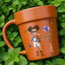 Load image into Gallery viewer, Personalized Ceramic Flower Pot Mug Custom Name Gift for Gardeners
