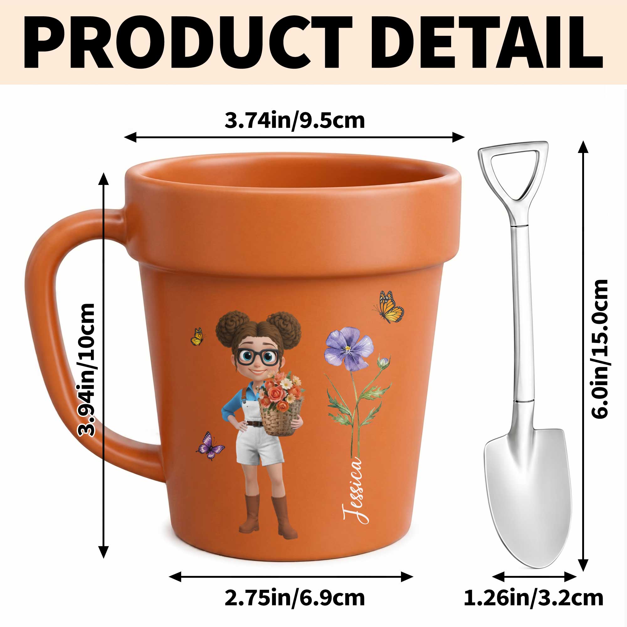 Personalized Ceramic Flower Pot Mug Custom Name Gift for Gardeners