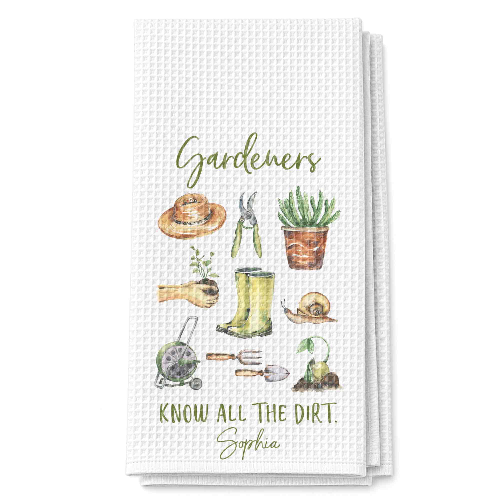 Personalized Gardener Kitchen Towel Custom Name Gift Idea