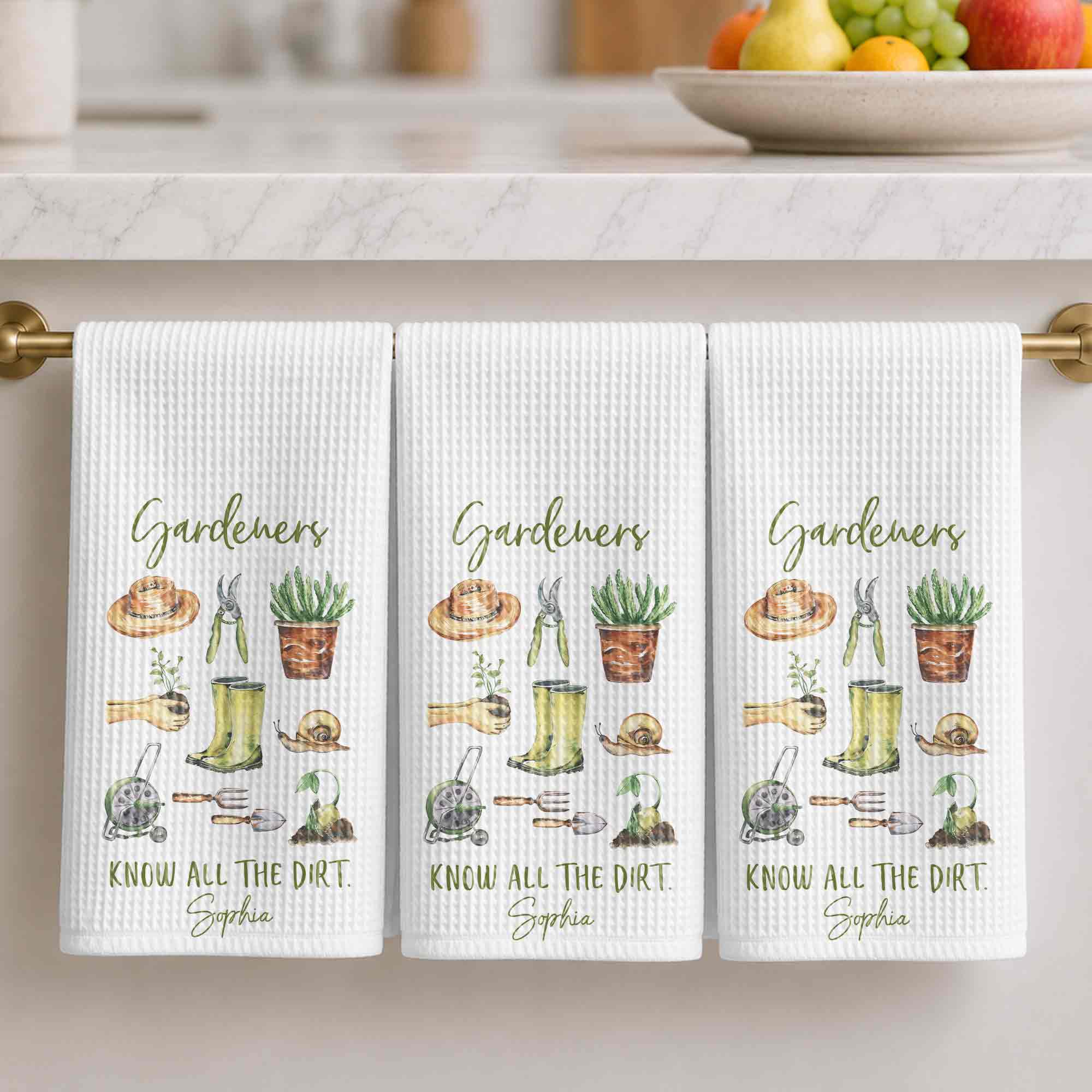 Personalized Gardener Kitchen Towel Custom Name Gift Idea