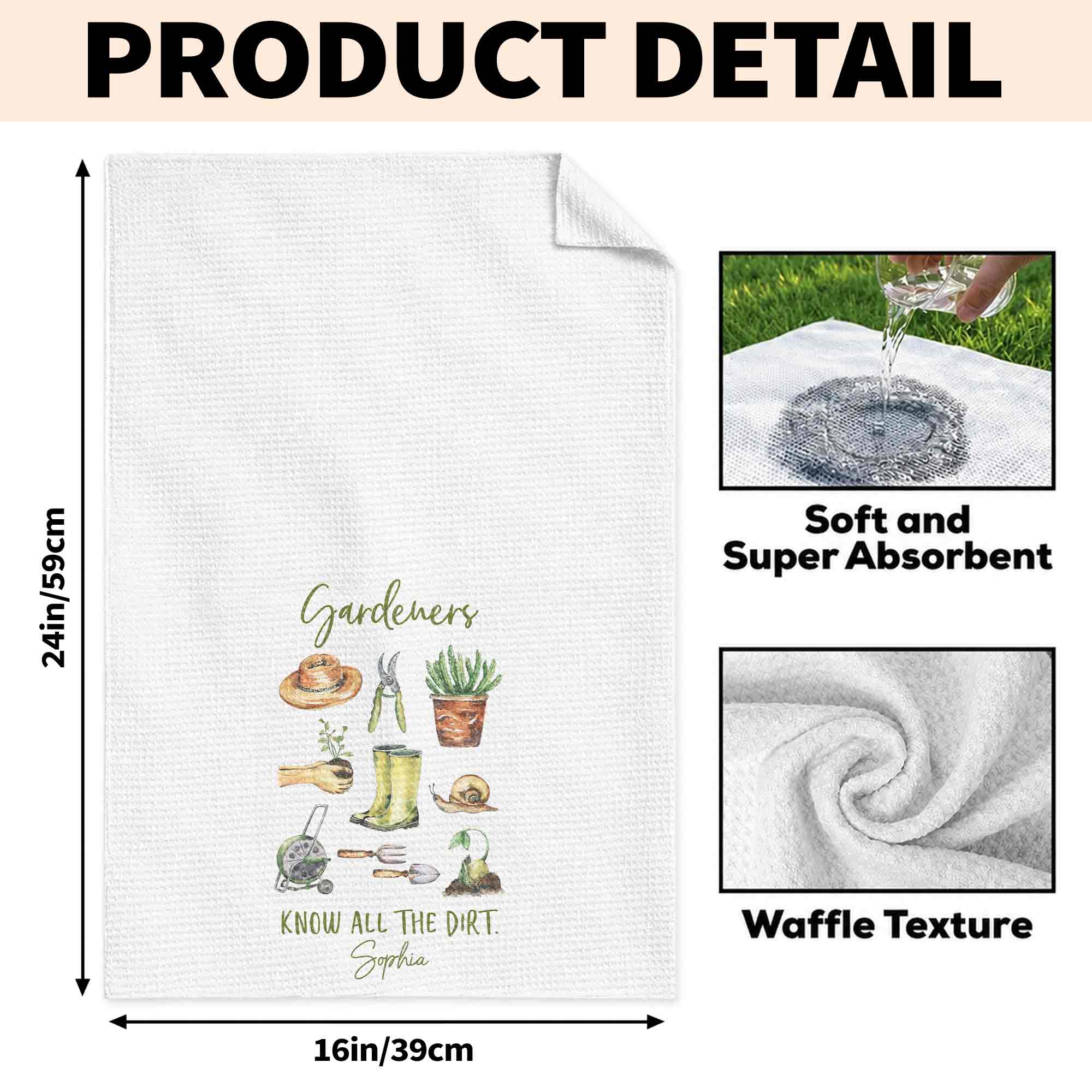 Personalized Gardener Kitchen Towel Custom Name Gift Idea