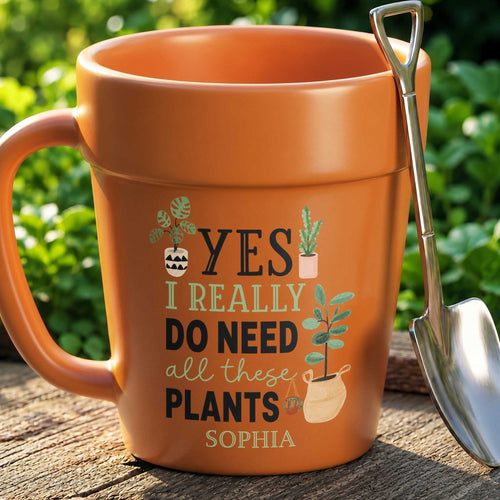 Personalized Terracotta Style Plant Pot Mug Custom Gift for Mom
