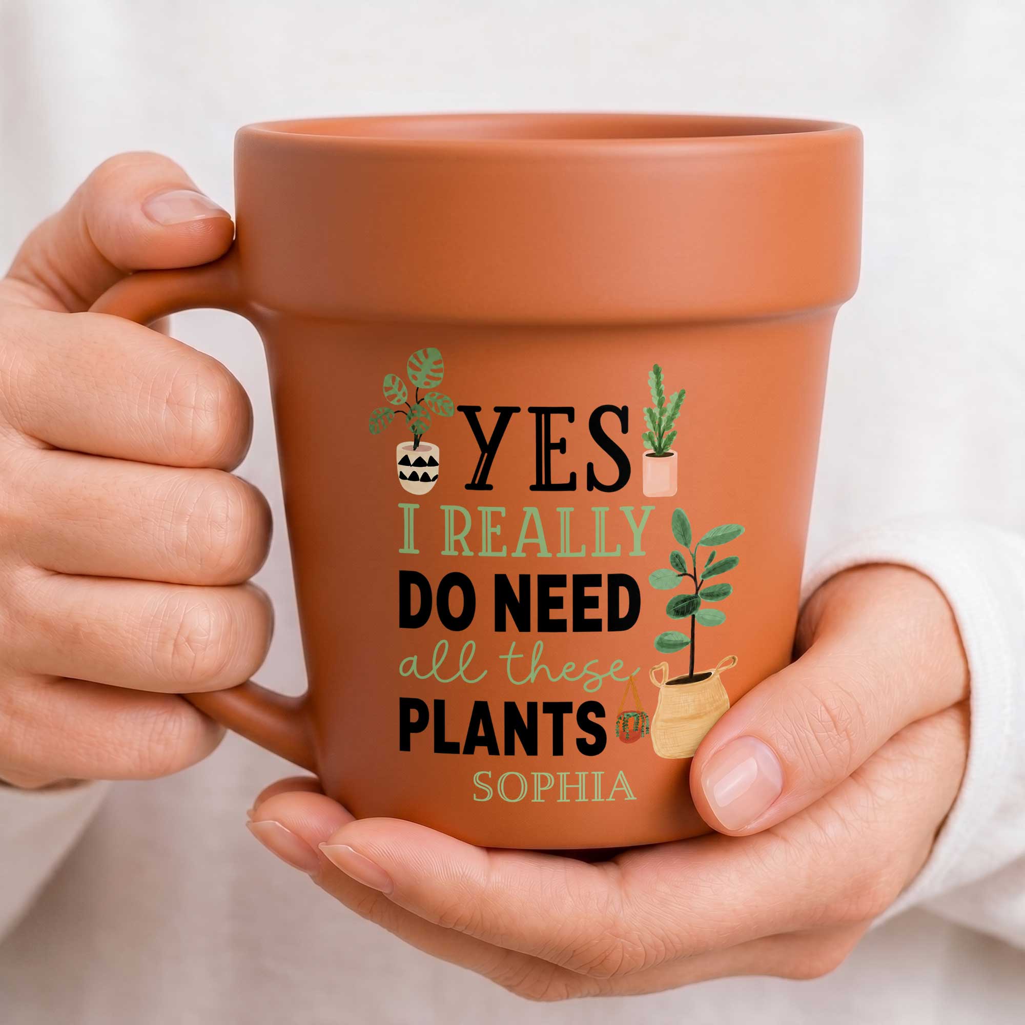 Personalized Terracotta Style Plant Pot Mug Custom Gift for Mom