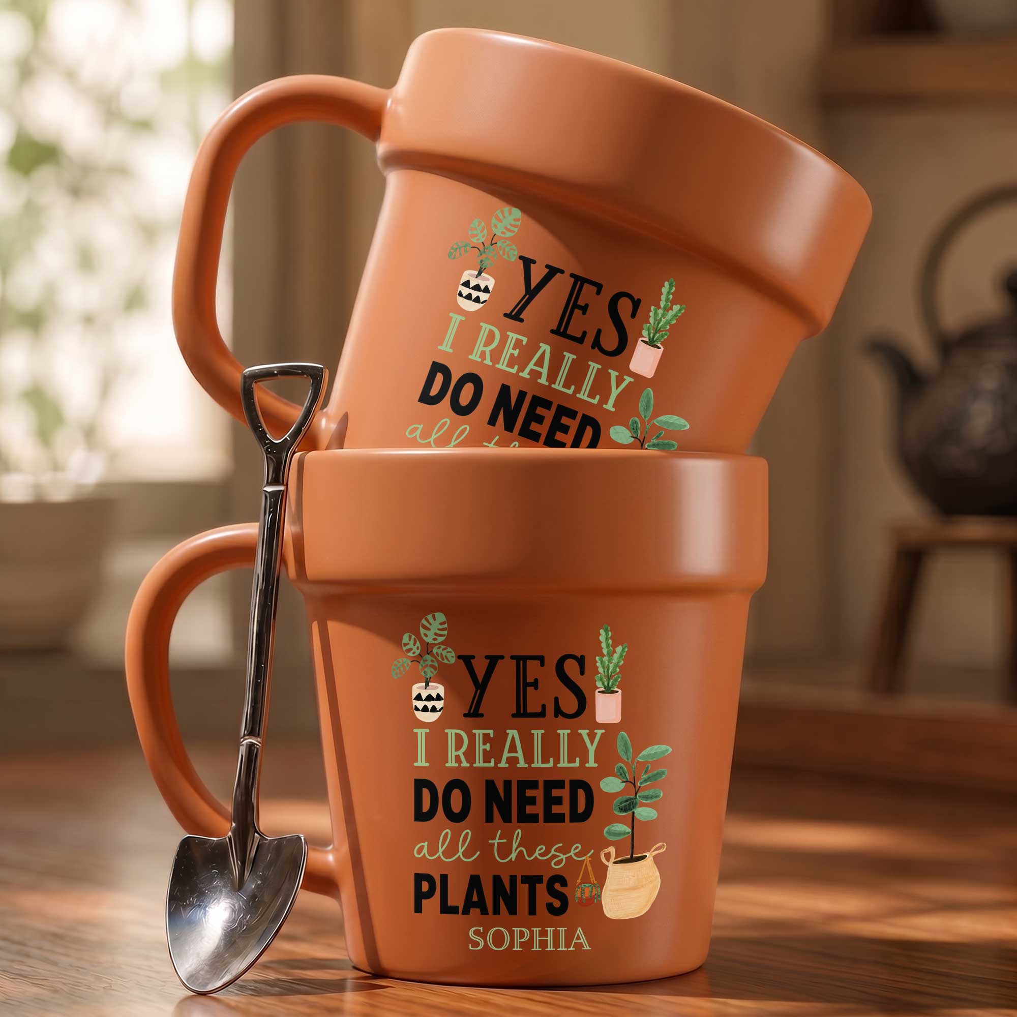 Personalized Terracotta Style Plant Pot Mug Custom Gift for Mom