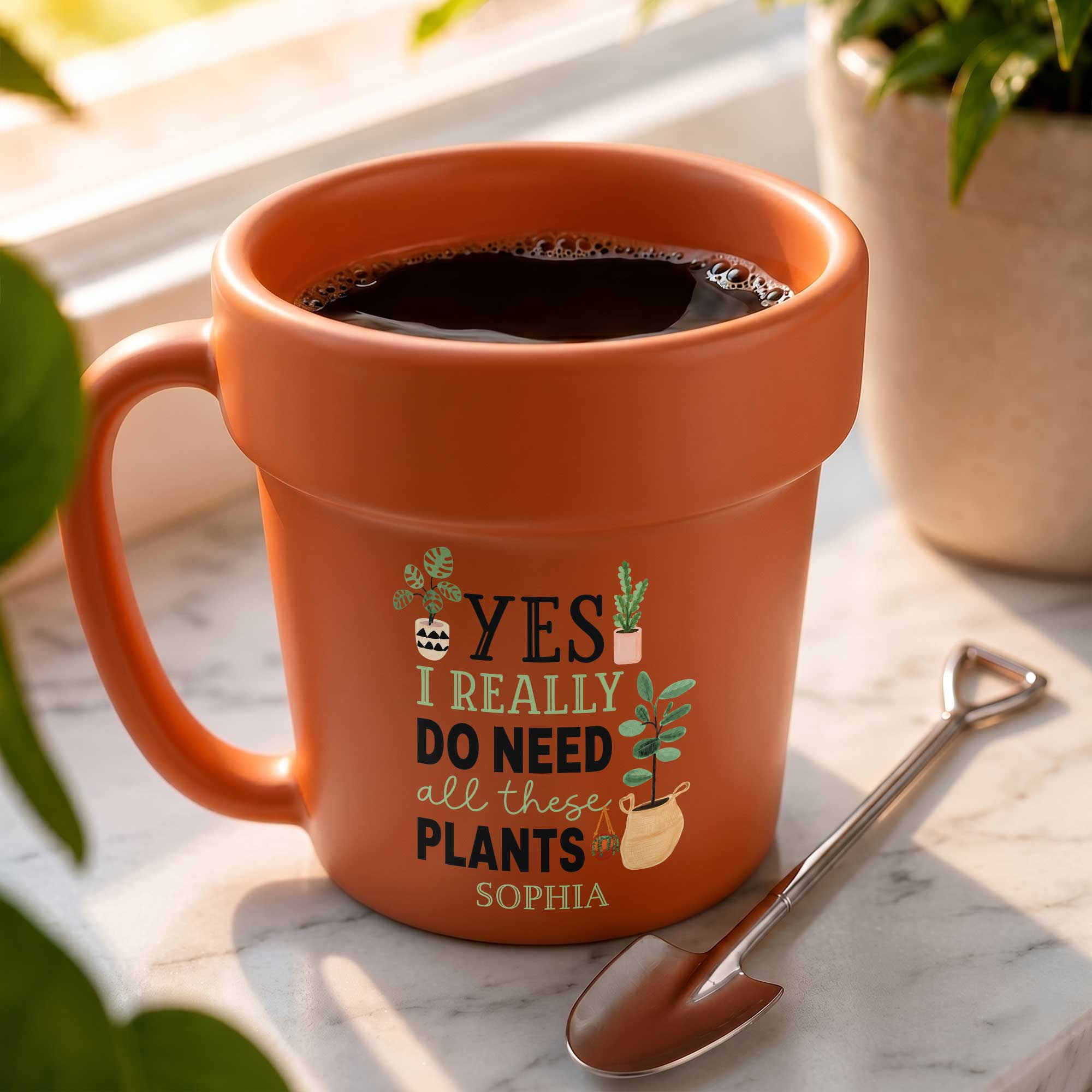Personalized Terracotta Style Plant Pot Mug Custom Gift for Mom