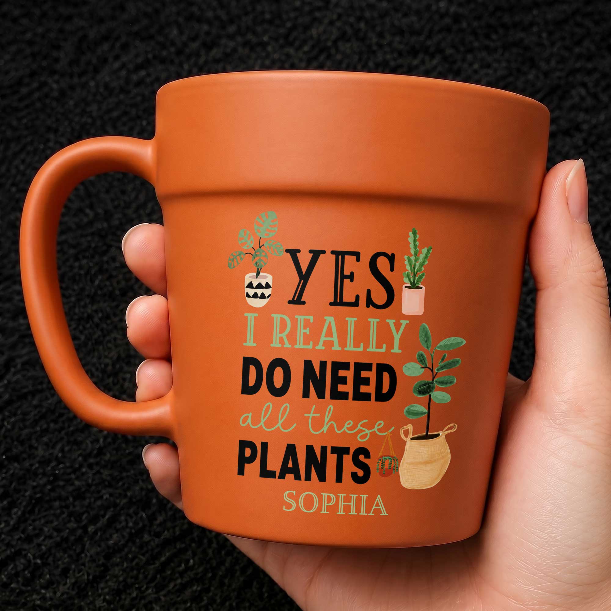 Personalized Terracotta Style Plant Pot Mug Custom Gift for Mom