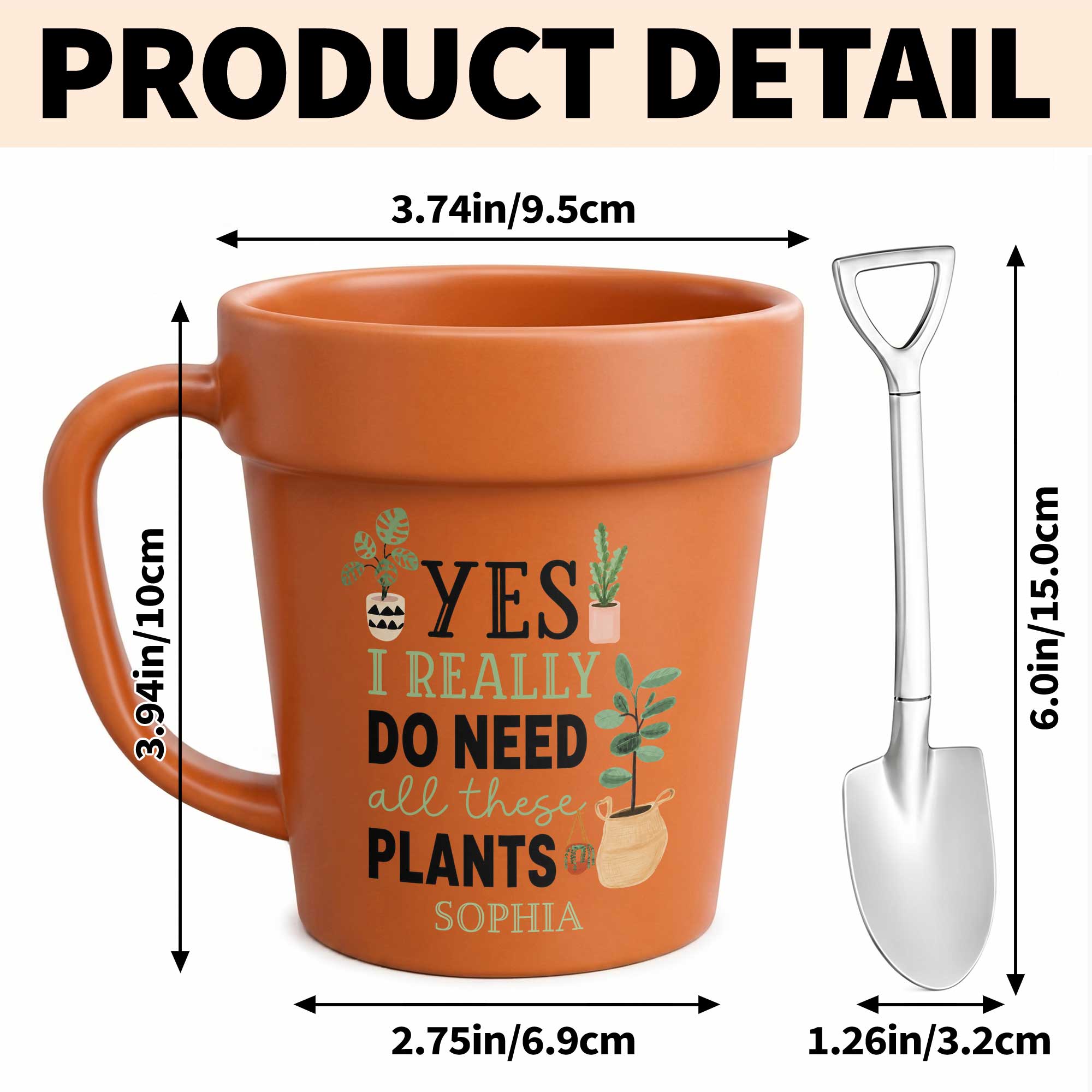 Personalized Terracotta Style Plant Pot Mug Custom Gift for Mom