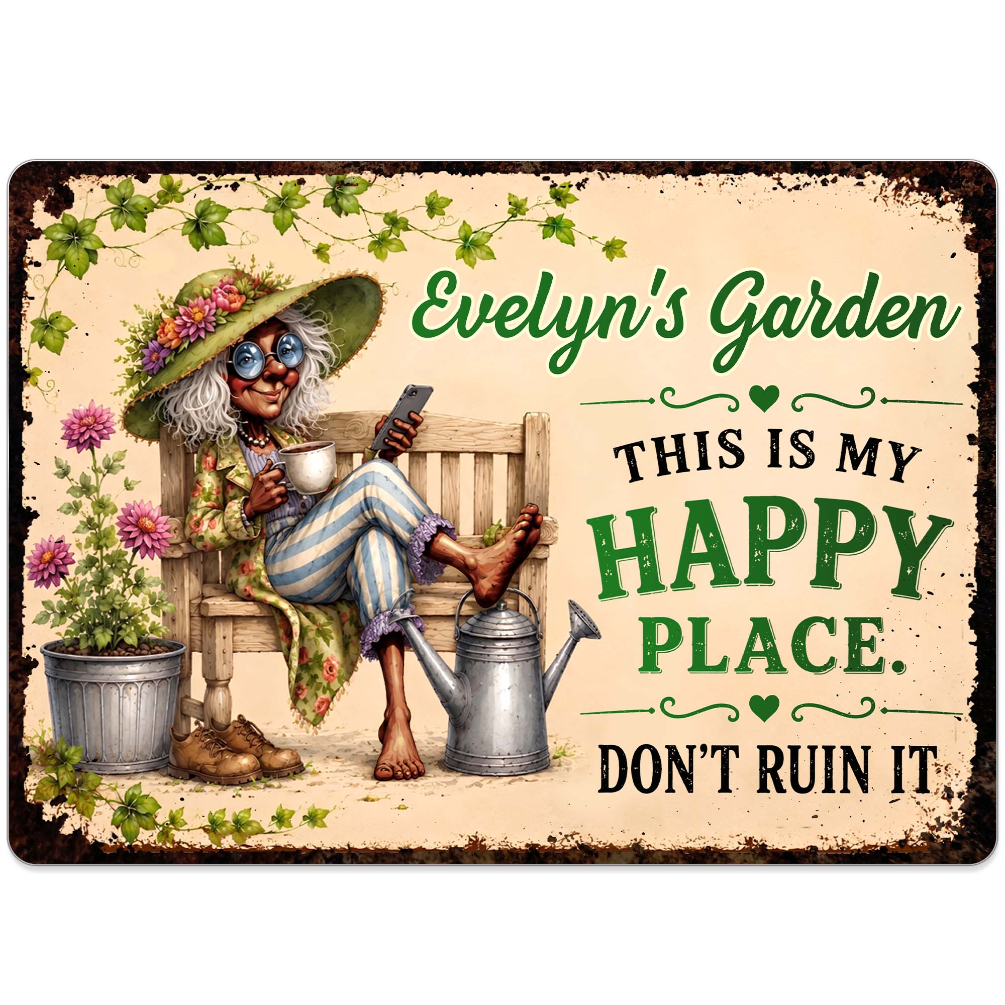 Personalized Metal Sign Custom Name Garden Gift for Mom