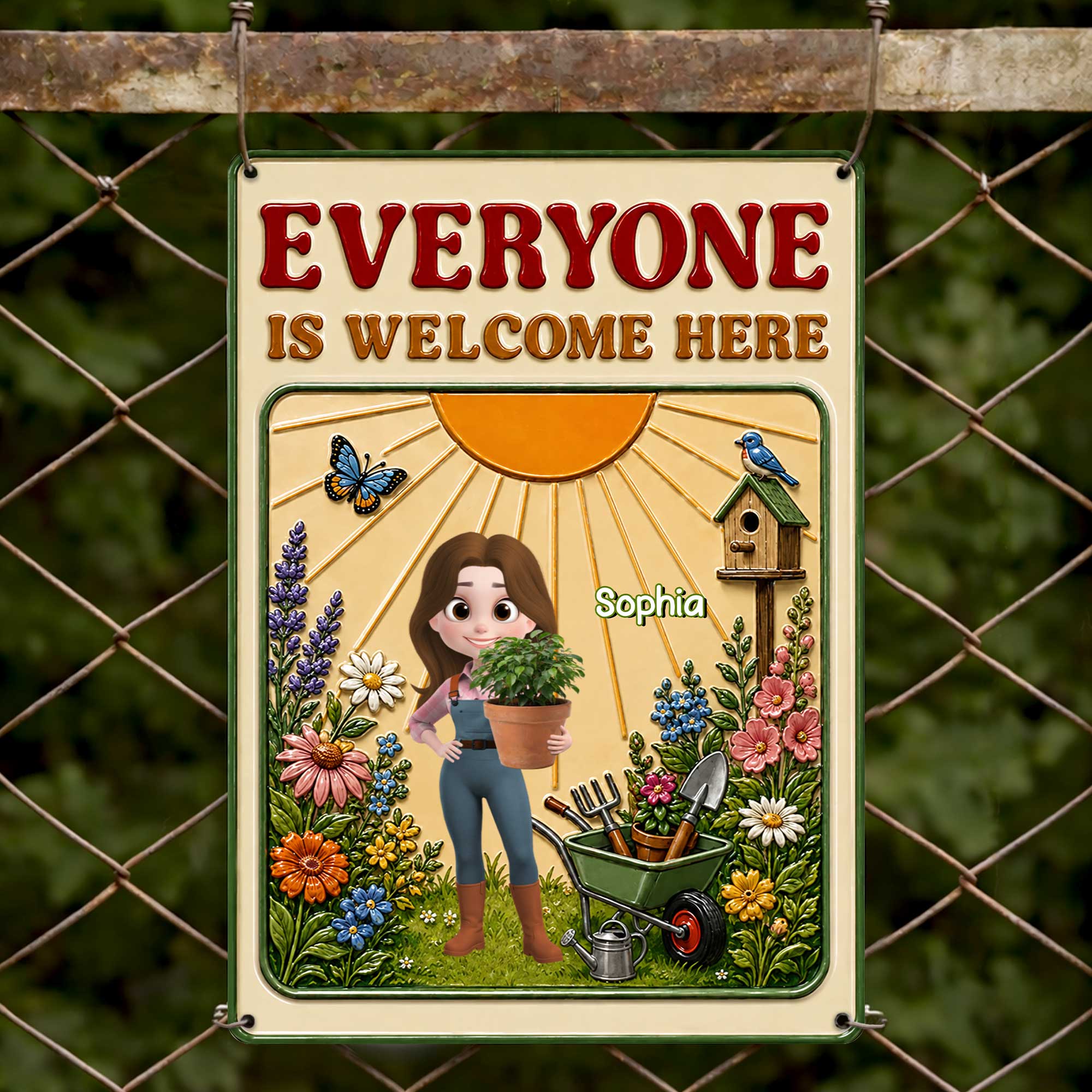 Personalized Garden Metal Sign Custom Name Gift for Gardener