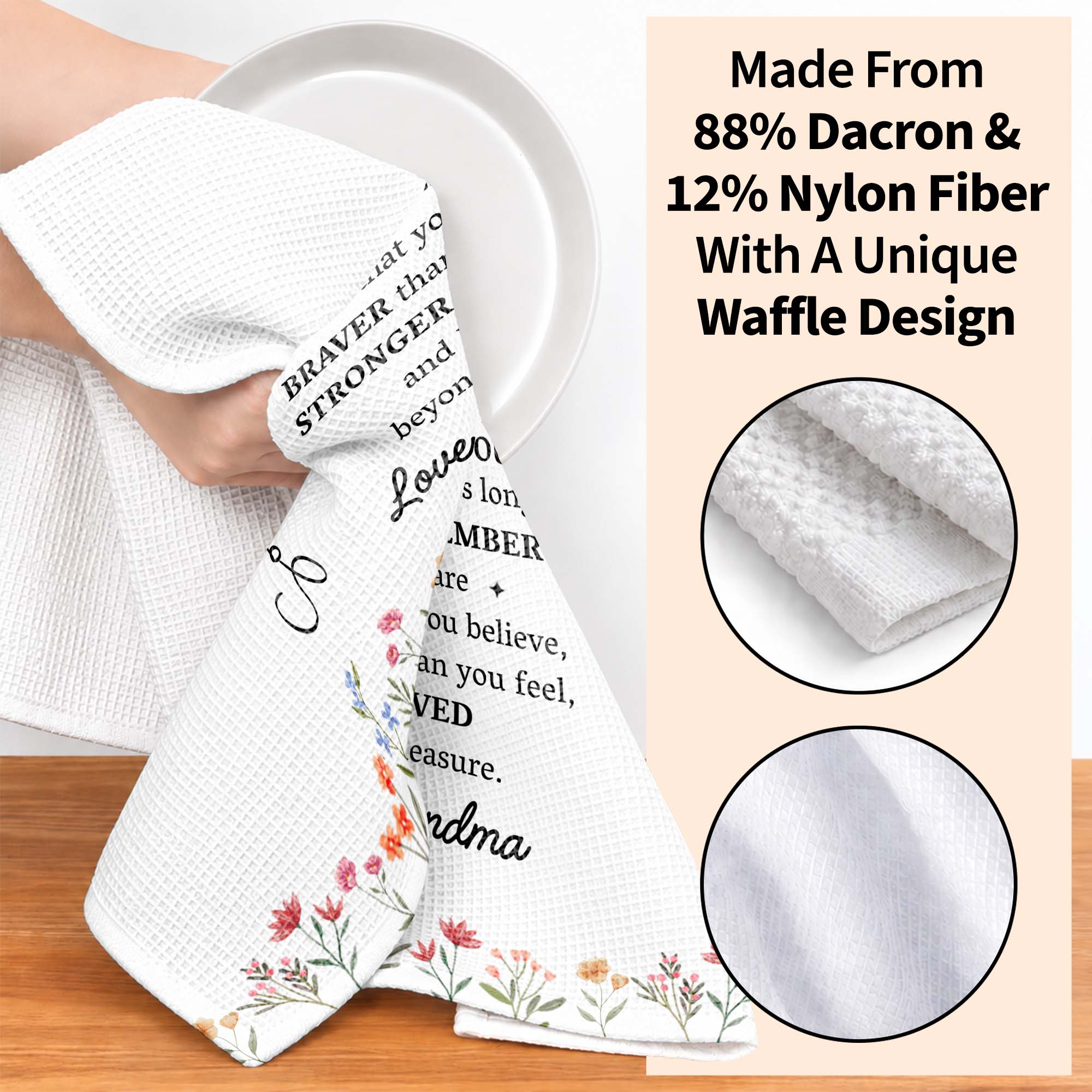 Personalized Kitchen Towel Gift for Granddaughter Birth Month Flowers