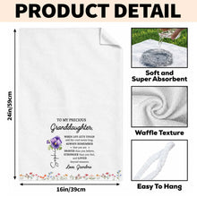 Load image into Gallery viewer, Personalized Kitchen Towel Gift for Granddaughter Birth Month Flowers
