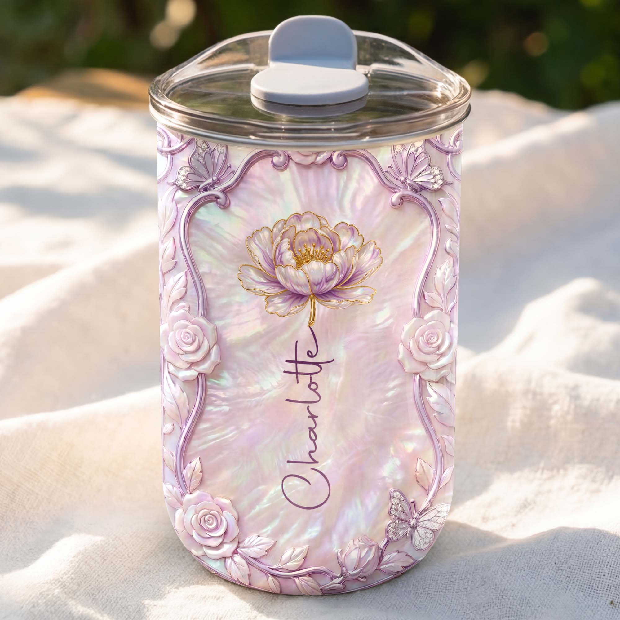 Personalized Custom 10oz Birth Month Flower Tumbler Gift