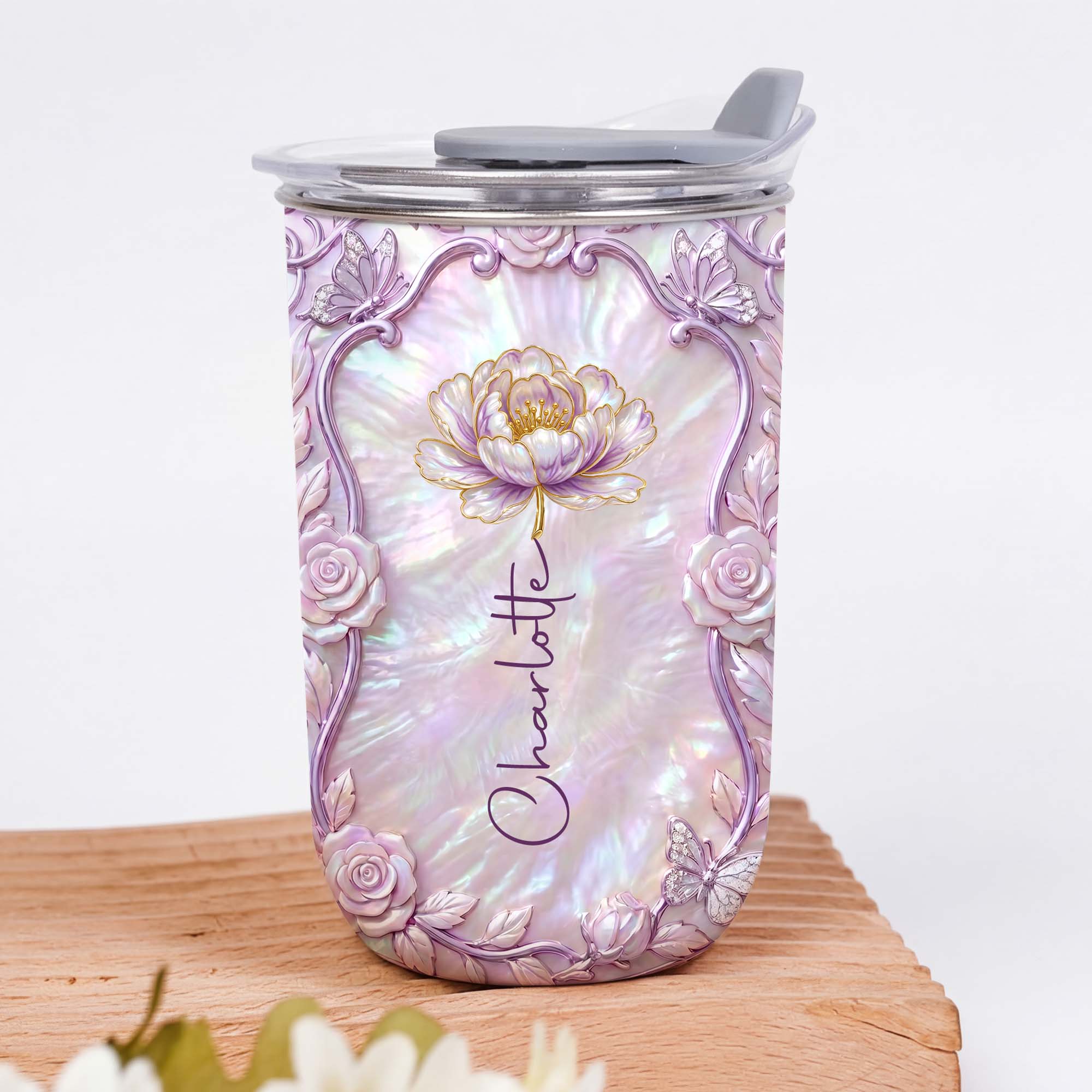 Personalized Custom 10oz Birth Month Flower Tumbler Gift