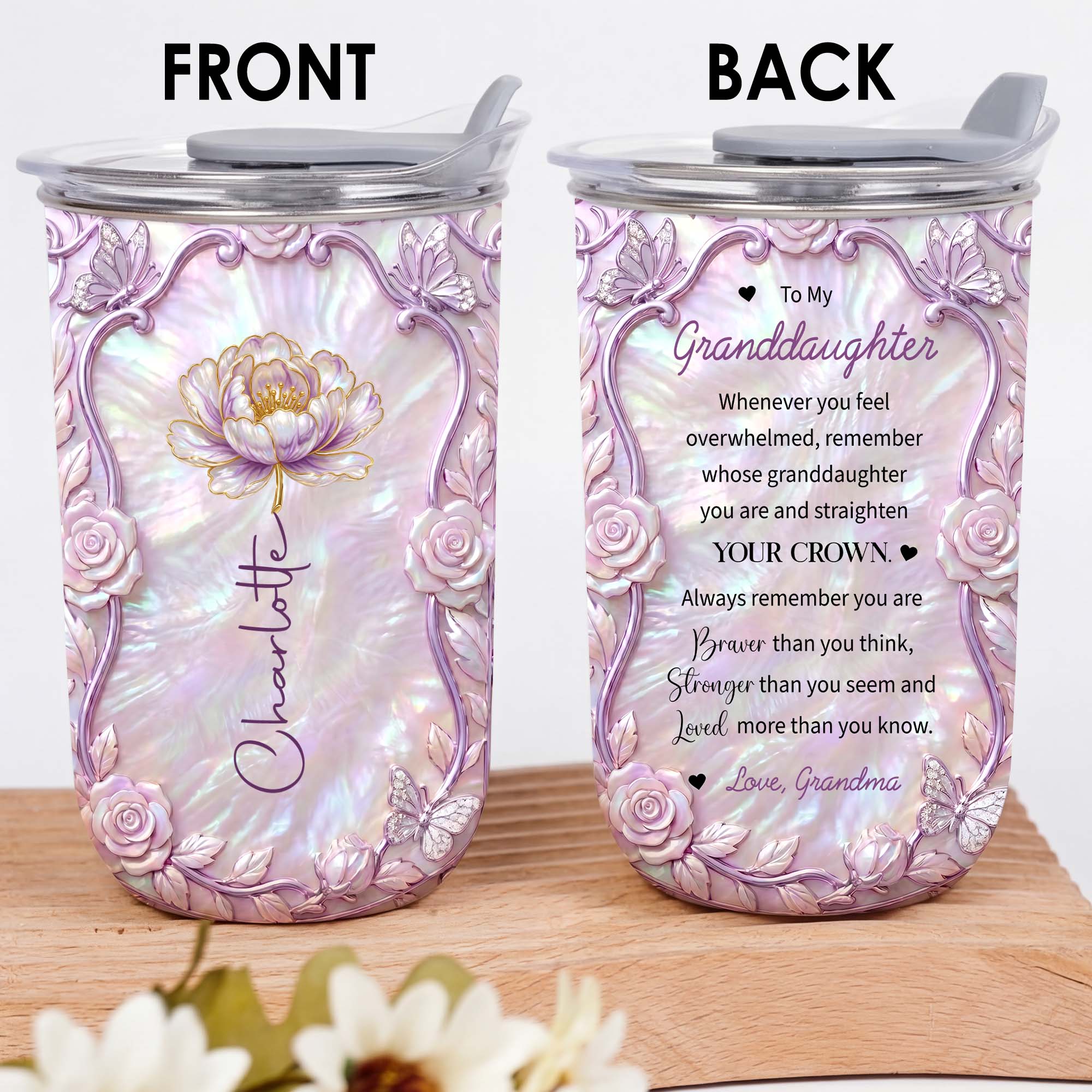 Personalized Custom 10oz Birth Month Flower Tumbler Gift