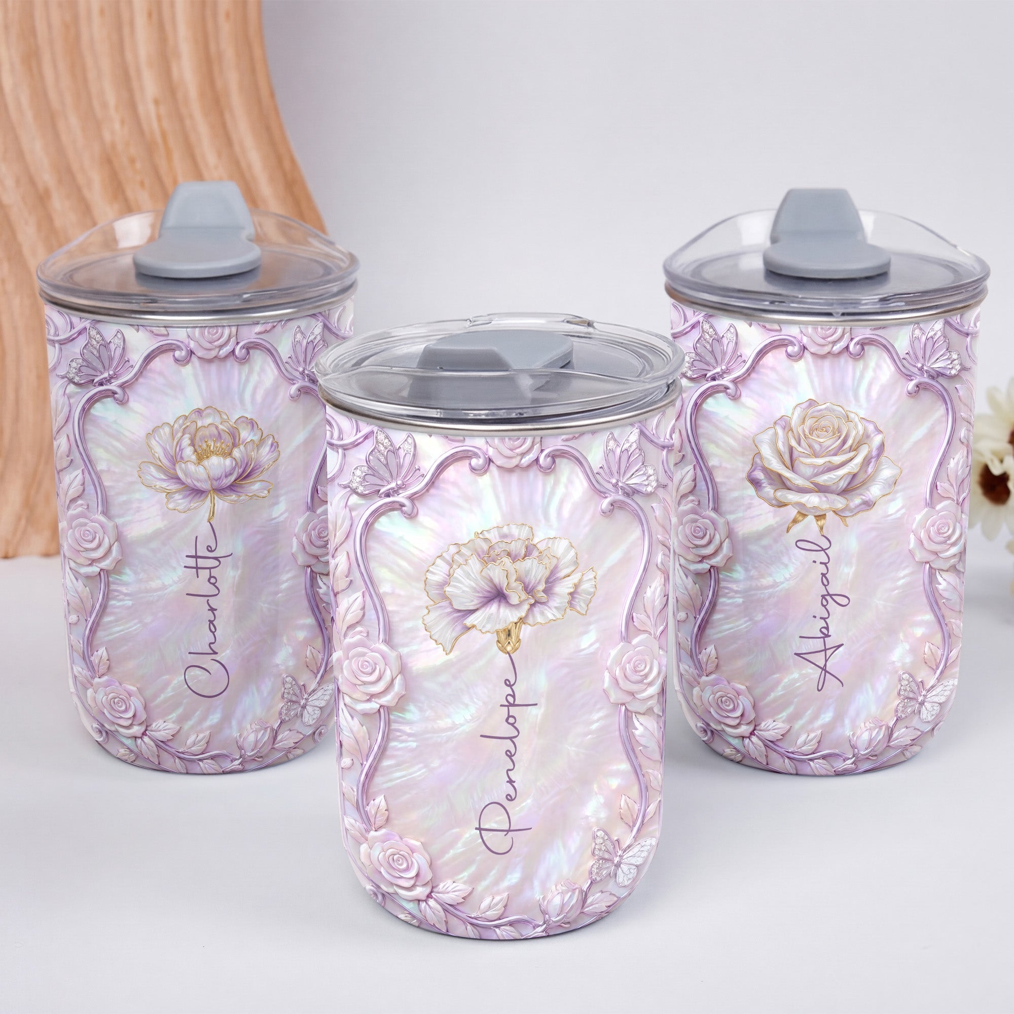 Personalized Custom 10oz Birth Month Flower Tumbler Gift