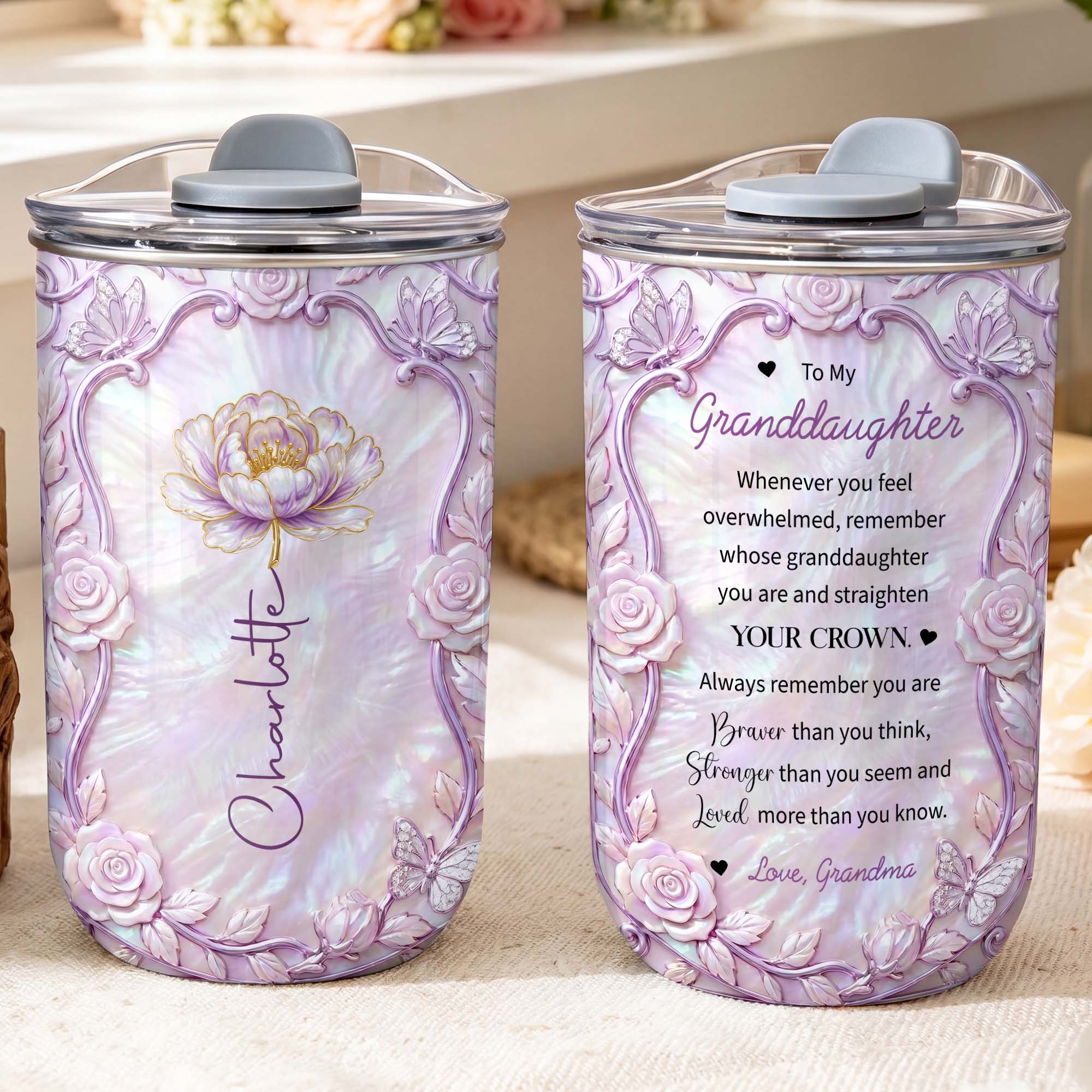 Personalized Custom 10oz Birth Month Flower Tumbler Gift