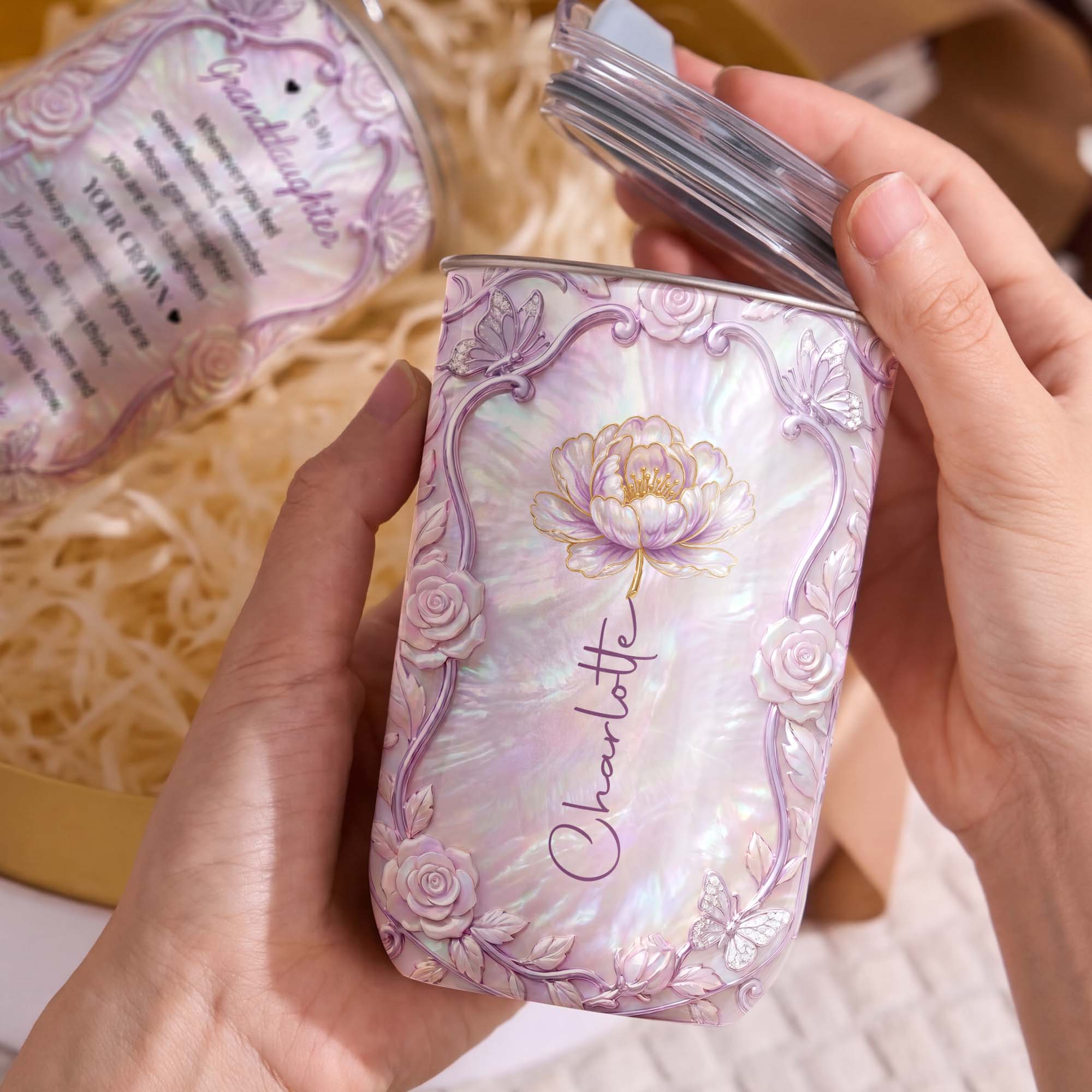 Personalized Custom 10oz Birth Month Flower Tumbler Gift