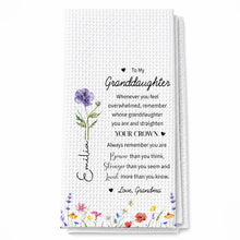 Load image into Gallery viewer, Personalized Kitchen Towel Custom Birth Month Flower Gift for Granddaughter
