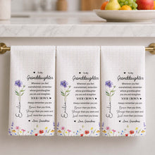 Load image into Gallery viewer, Personalized Kitchen Towel Custom Birth Month Flower Gift for Granddaughter
