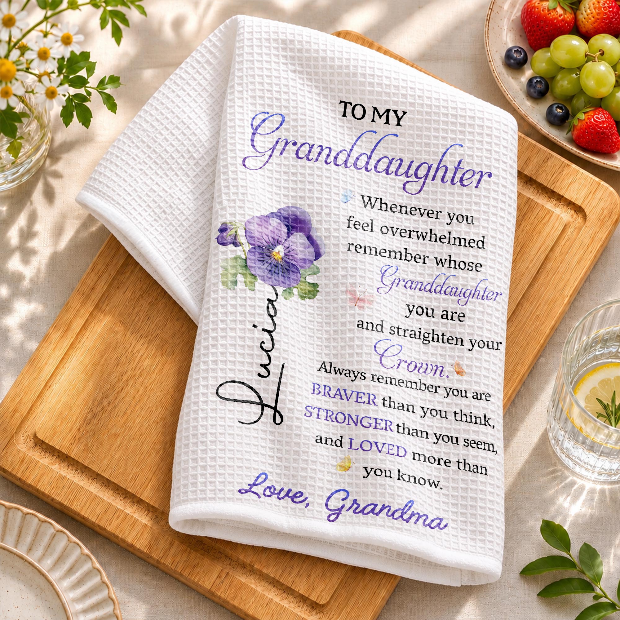Personalized Kitchen Towel Custom Gift for Granddaughter