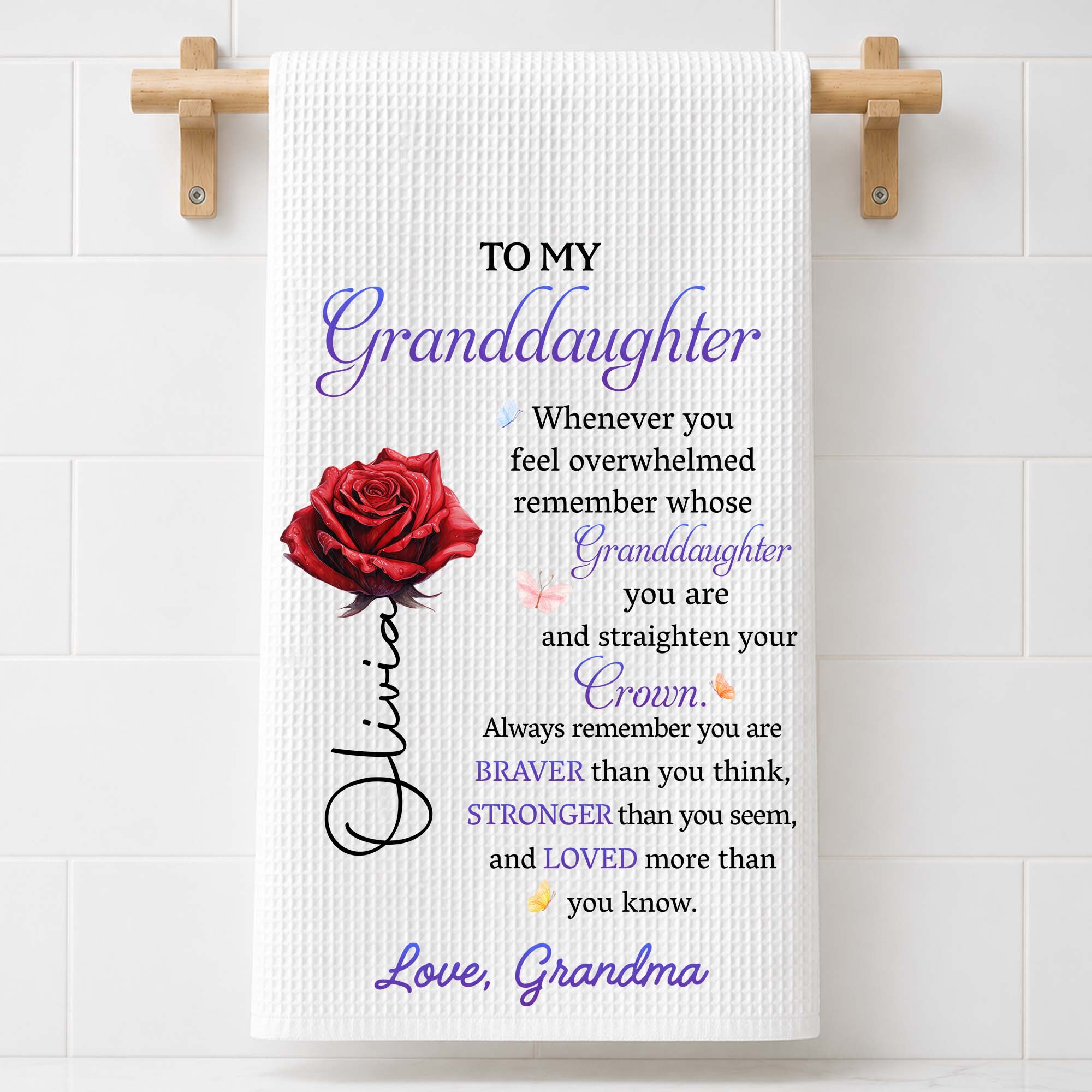 Personalized Kitchen Towel Custom Gift for Granddaughter