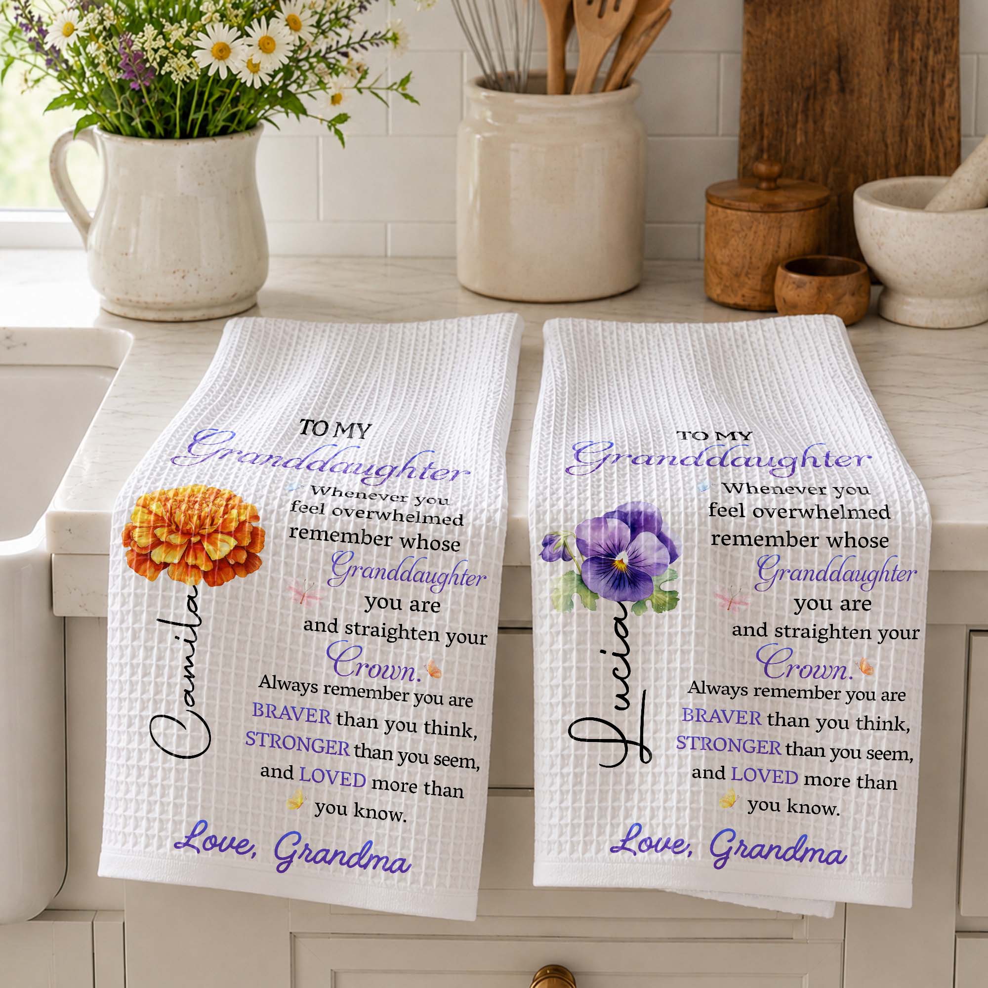 Personalized Kitchen Towel Custom Gift for Granddaughter