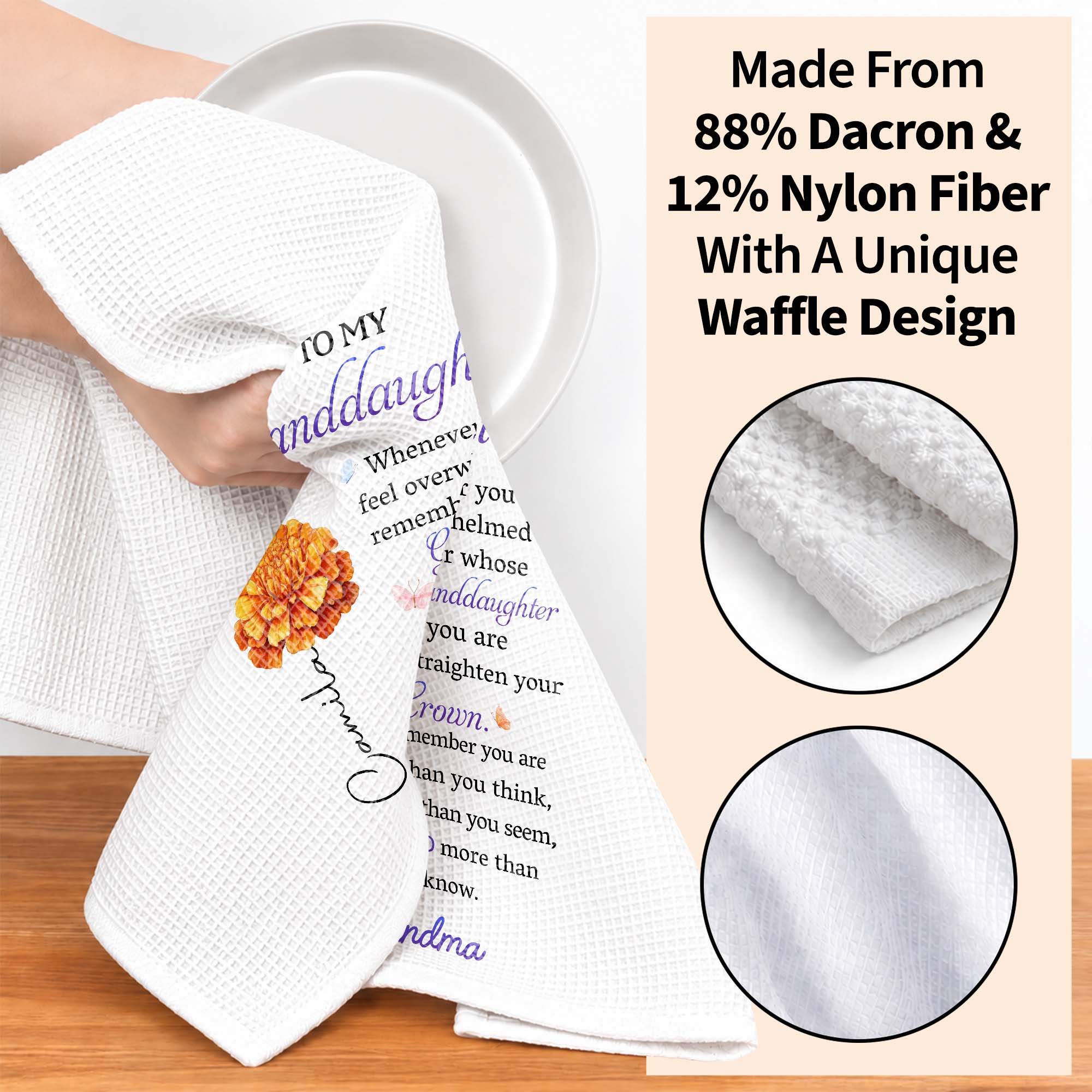 Personalized Kitchen Towel Custom Gift for Granddaughter