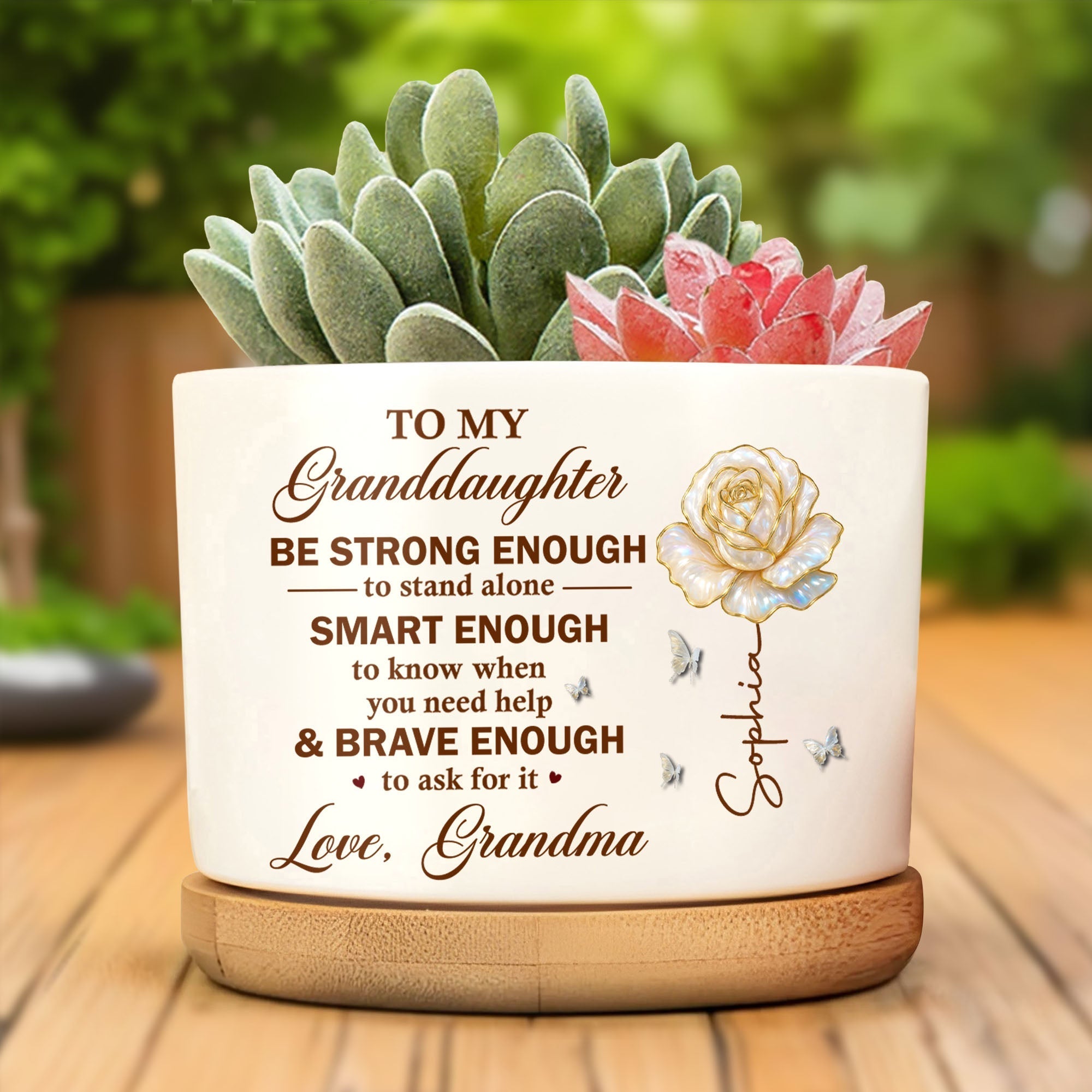 Personalized Ceramic Plant Pot Custom Name Gift for Granddaughter