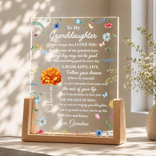Load image into Gallery viewer, Personalized Acrylic Night Light for Granddaughter with Wooden Base

