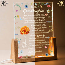 Load image into Gallery viewer, Personalized Acrylic Night Light for Granddaughter with Wooden Base
