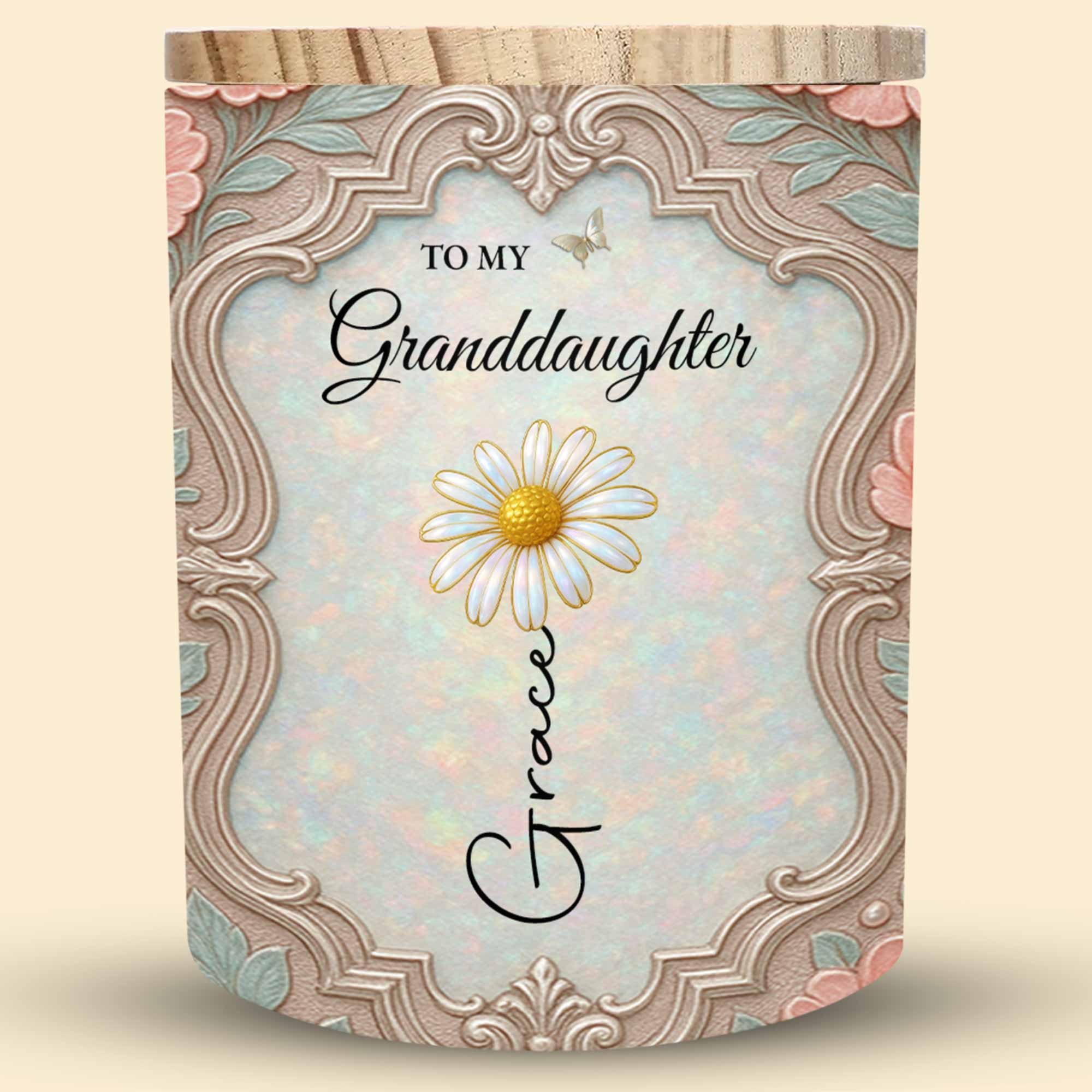 Personalized Glass LED Memory Jar Custom Name for Granddaughter