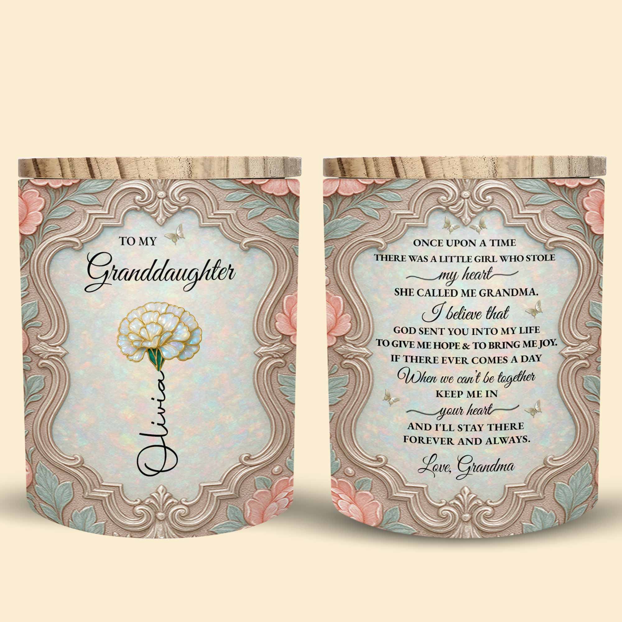 Personalized Glass LED Memory Jar Custom Name for Granddaughter