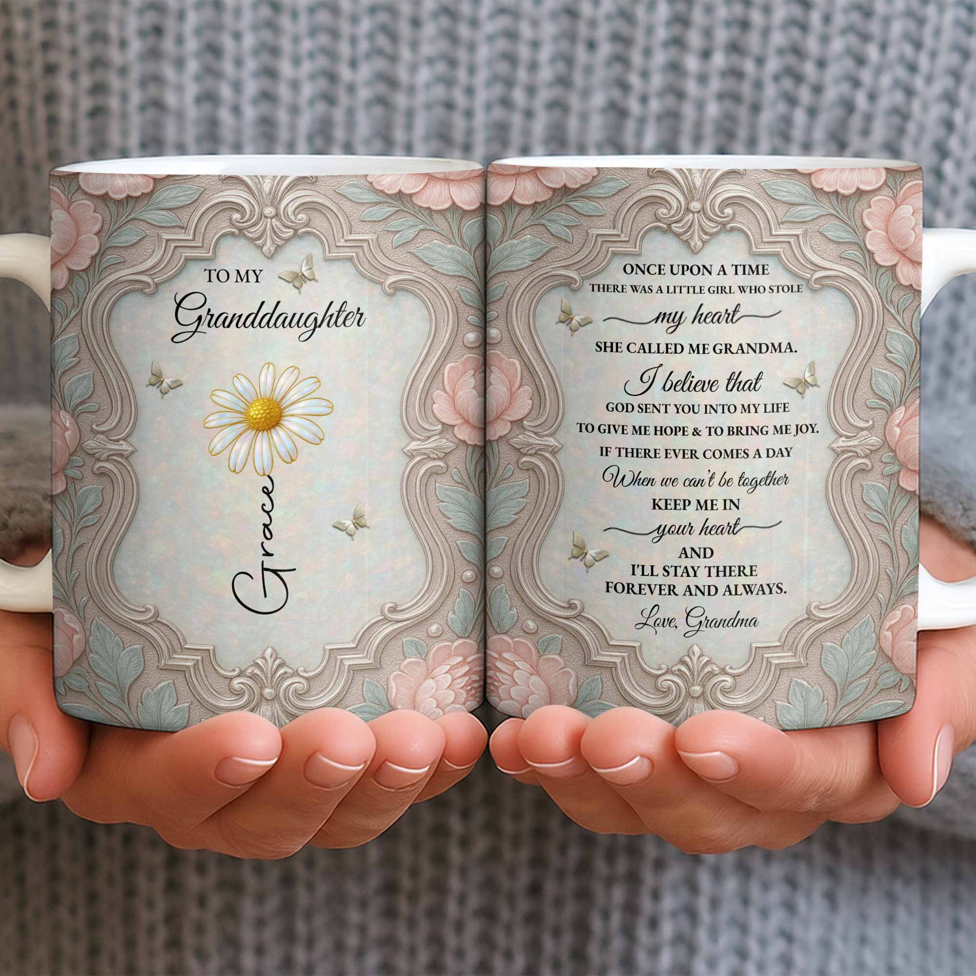 Personalized Flower Coffee Mug Gift for Granddaughter