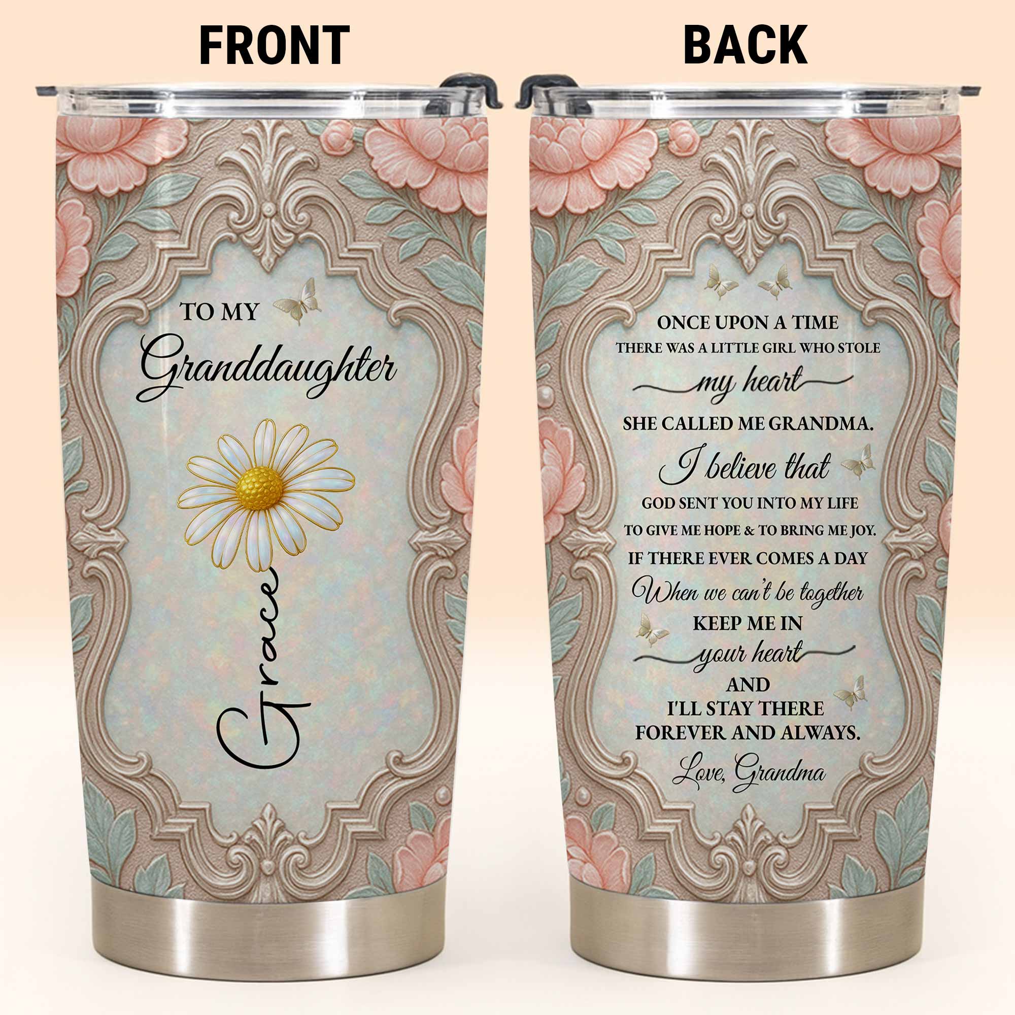 Personalized 20oz Stainless Steel Tumbler Custom Gift for Granddaughter