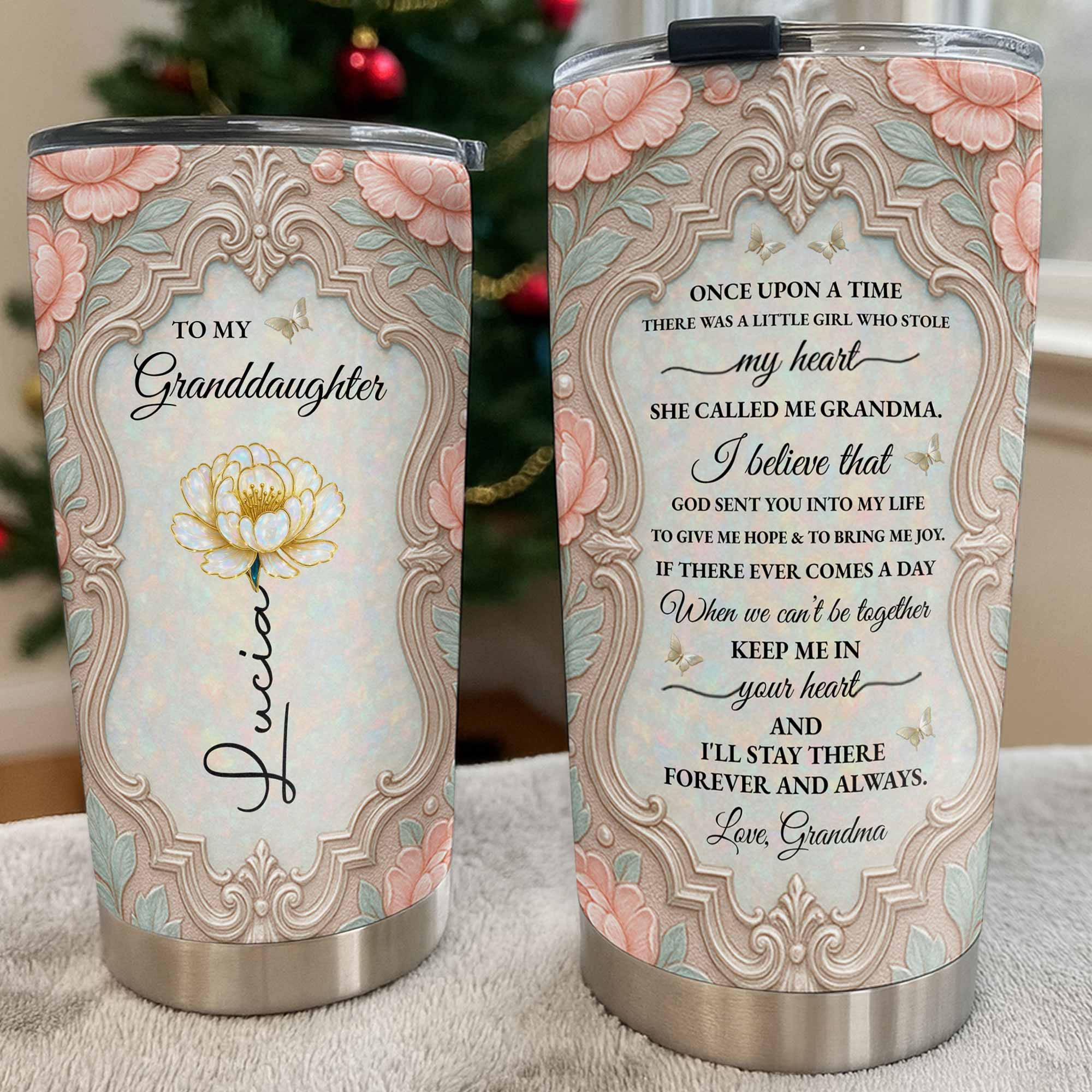 Personalized 20oz Stainless Steel Tumbler Custom Gift for Granddaughter