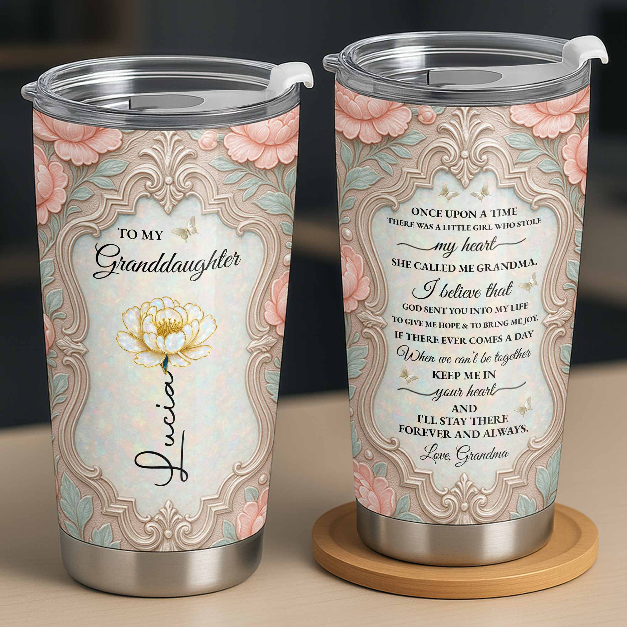 Personalized 20oz Stainless Steel Tumbler Custom Gift for Granddaughter
