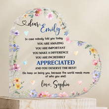 Load image into Gallery viewer, Personalized Heart Shaped Acrylic Plaque Custom Keepsake Gift
