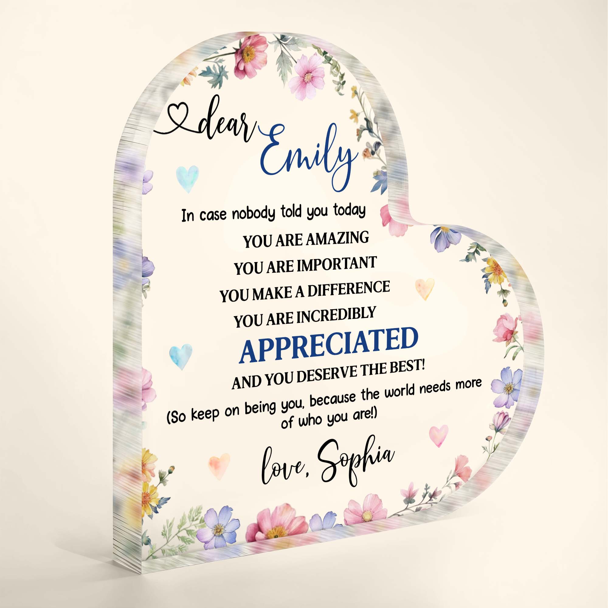 Personalized Heart Shaped Acrylic Plaque Custom Keepsake Gift