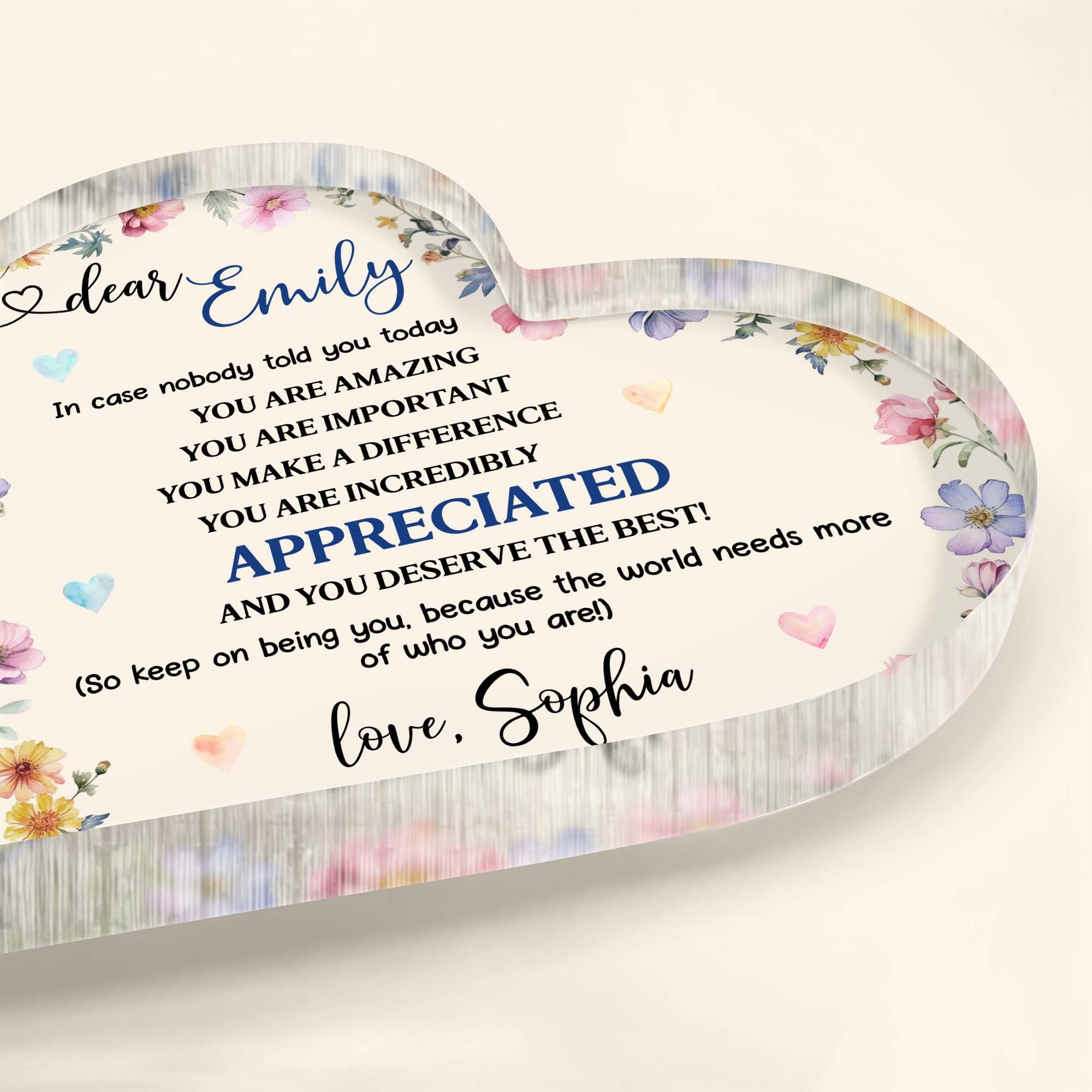 Personalized Heart Shaped Acrylic Plaque Custom Keepsake Gift