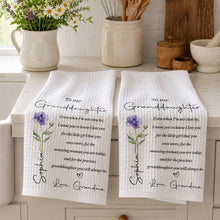 Load image into Gallery viewer, Personalized Kitchen Towel for Granddaughter with Birth Month Flower Gift
