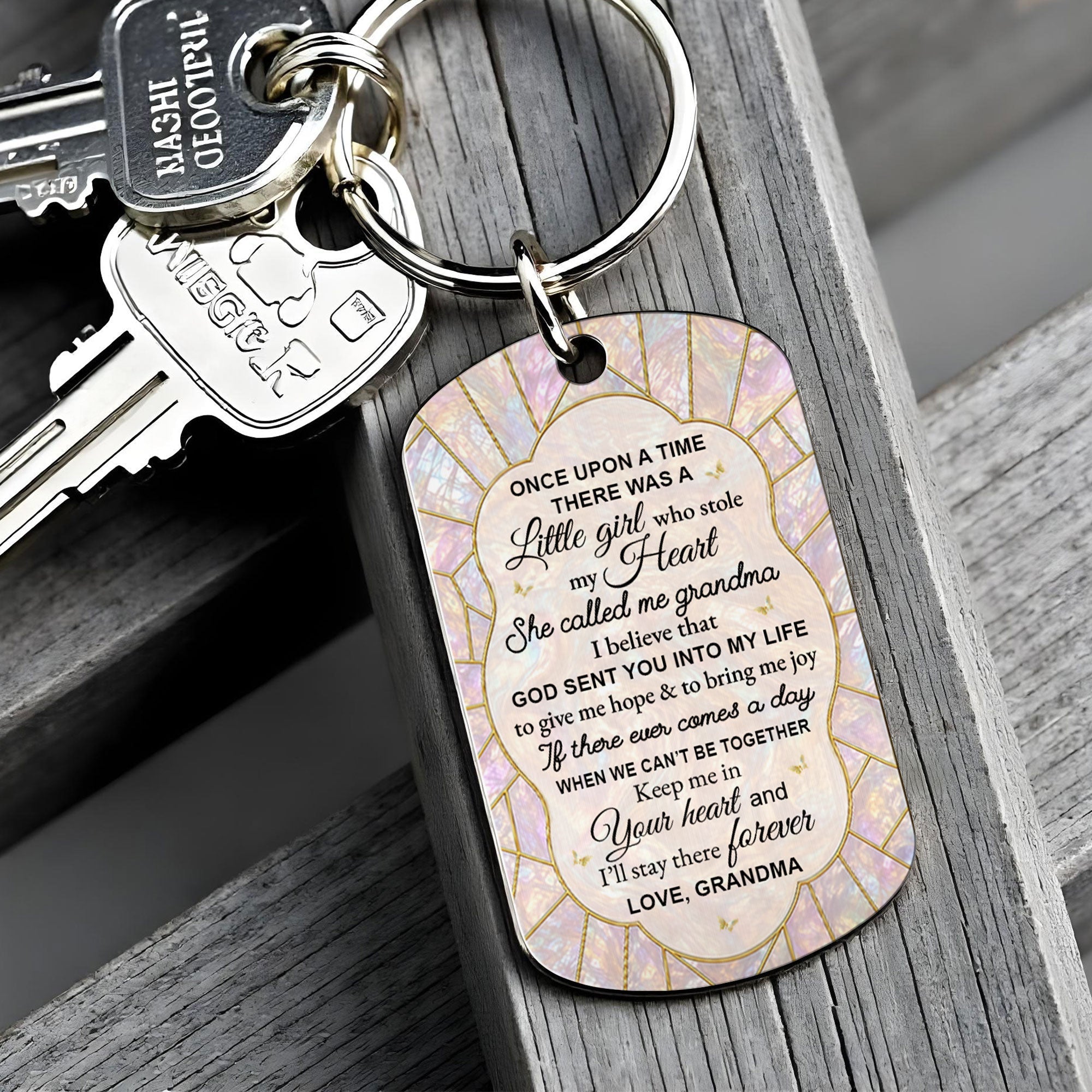 Personalized Stainless Steel Keychain for Granddaughter Gift