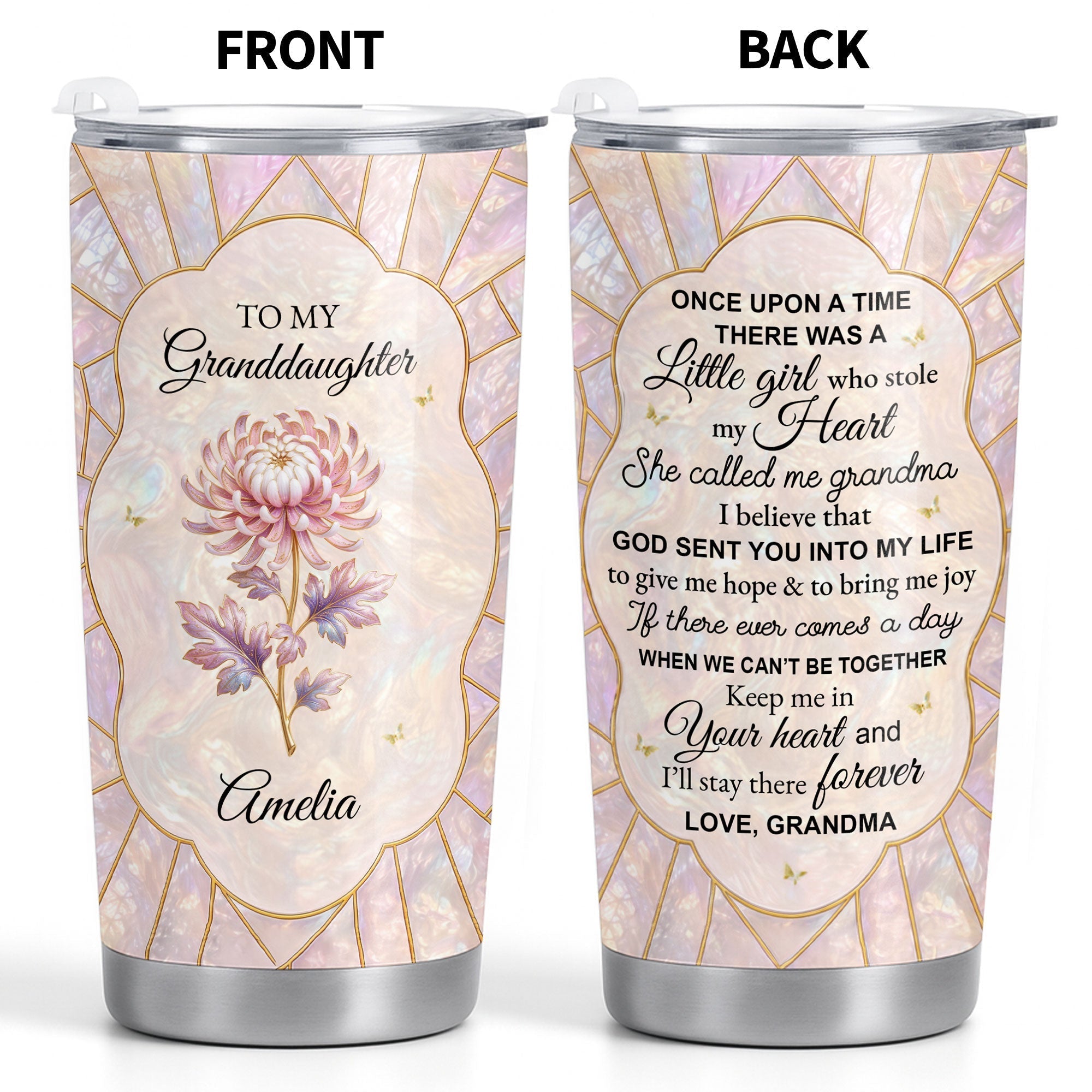 Personalized 20oz Stainless Steel Tumbler for Granddaughter Gift