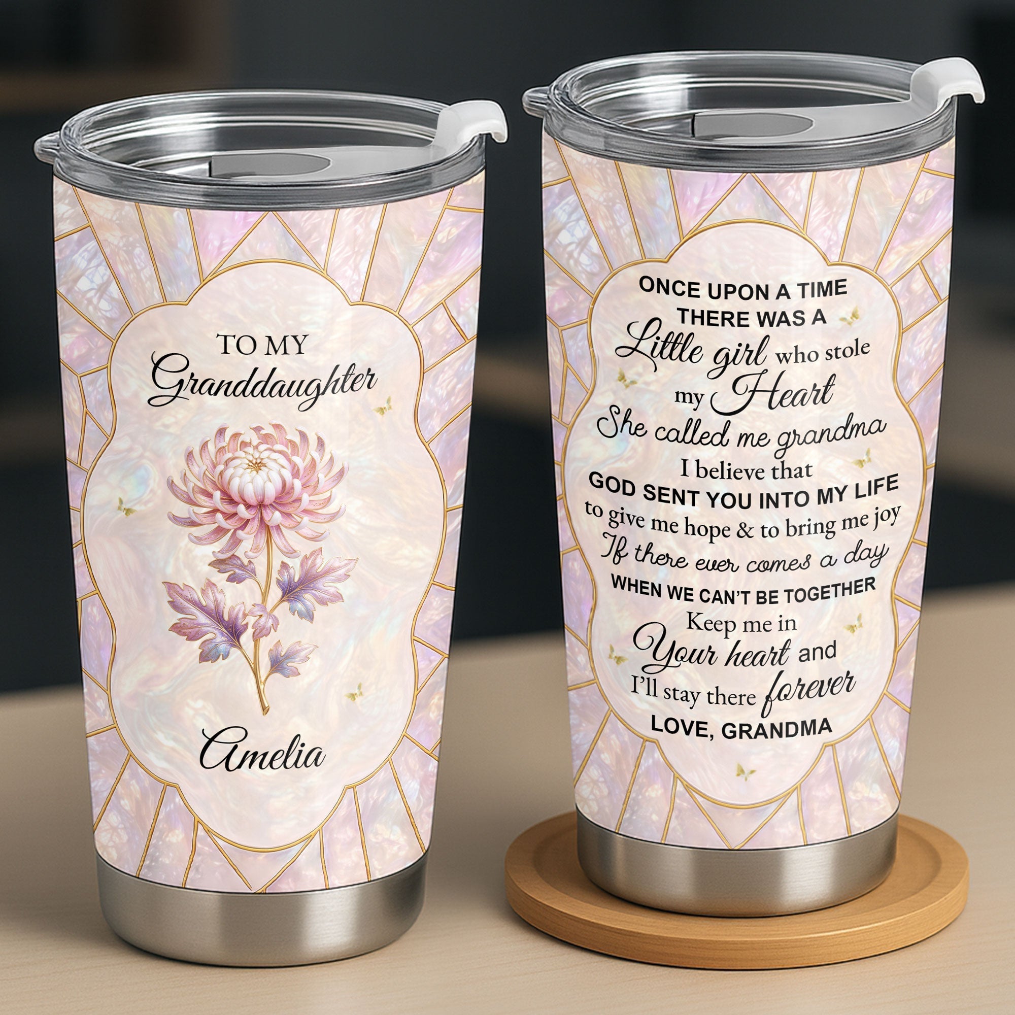 Personalized 20oz Stainless Steel Tumbler for Granddaughter Gift