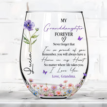 Load image into Gallery viewer, Personalized Stemless Wine Glass Custom Name Gift for Granddaughter
