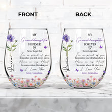 Load image into Gallery viewer, Personalized Stemless Wine Glass Custom Name Gift for Granddaughter
