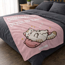 Load image into Gallery viewer, Personalized Cat Nap Blanket Custom Name Gift for Granddaughter
