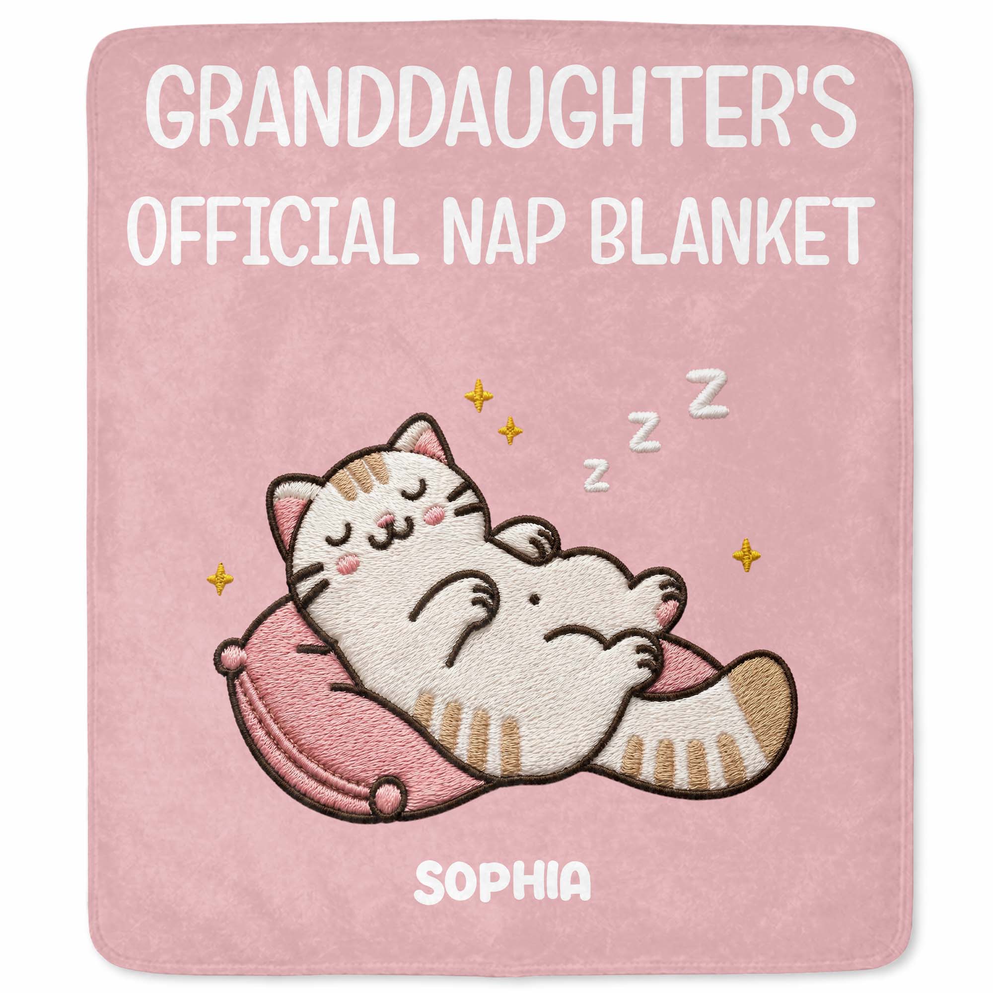 Personalized Cat Nap Blanket Custom Name Gift for Granddaughter