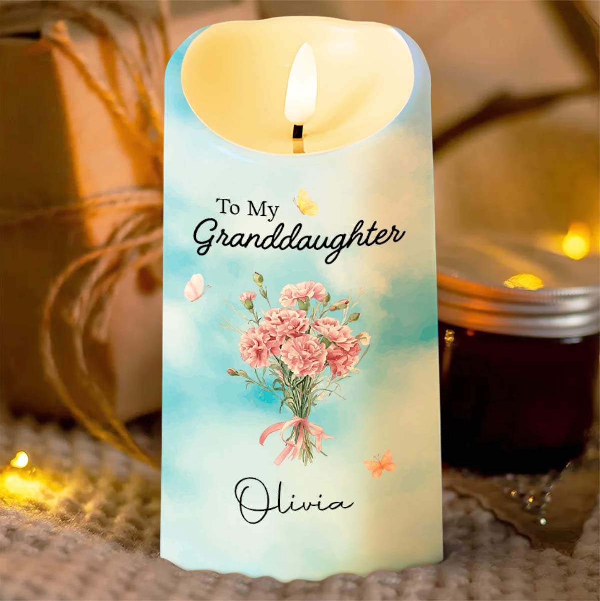Personalized LED Candle Custom Name Gift for Granddaughter