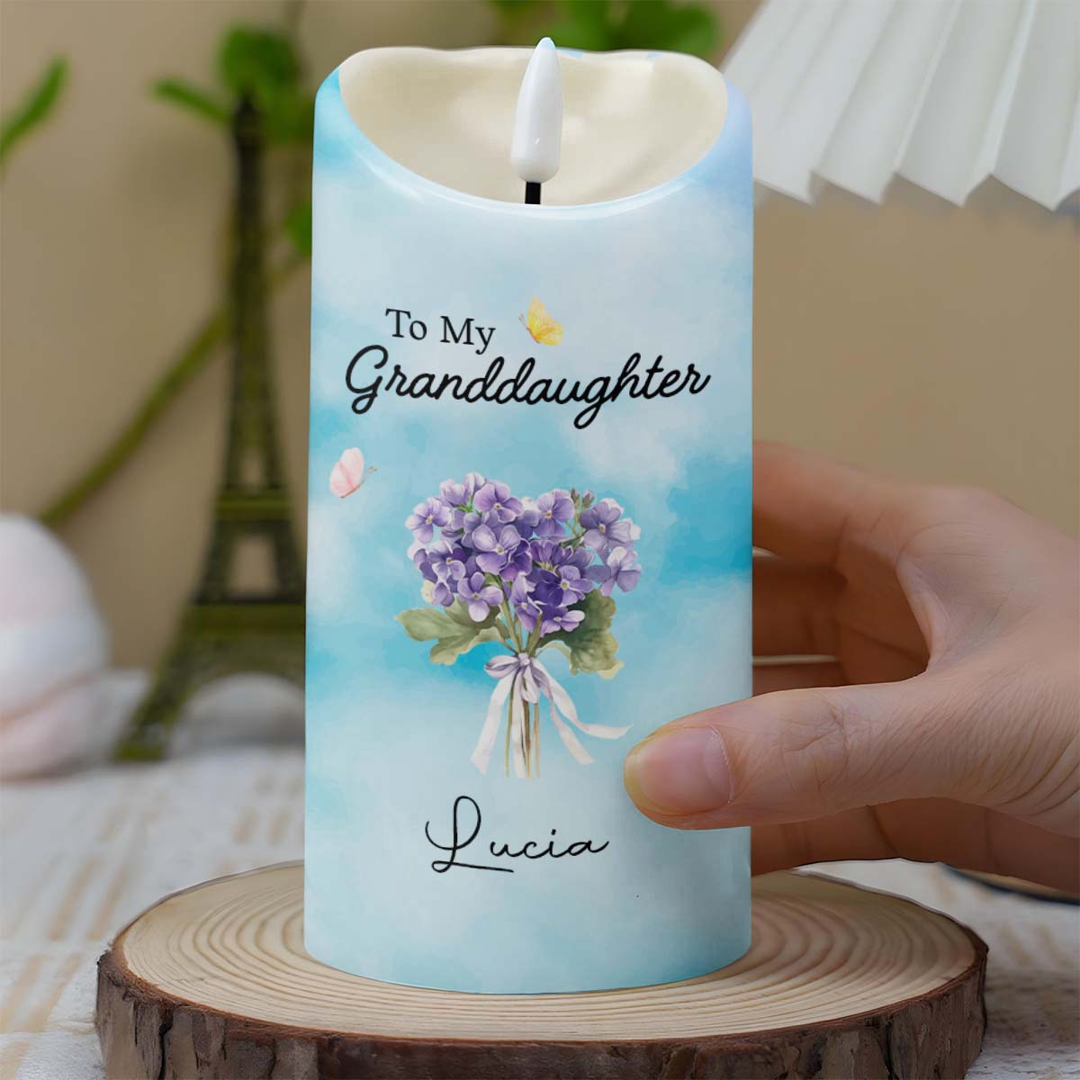 Personalized LED Candle Custom Name Gift for Granddaughter