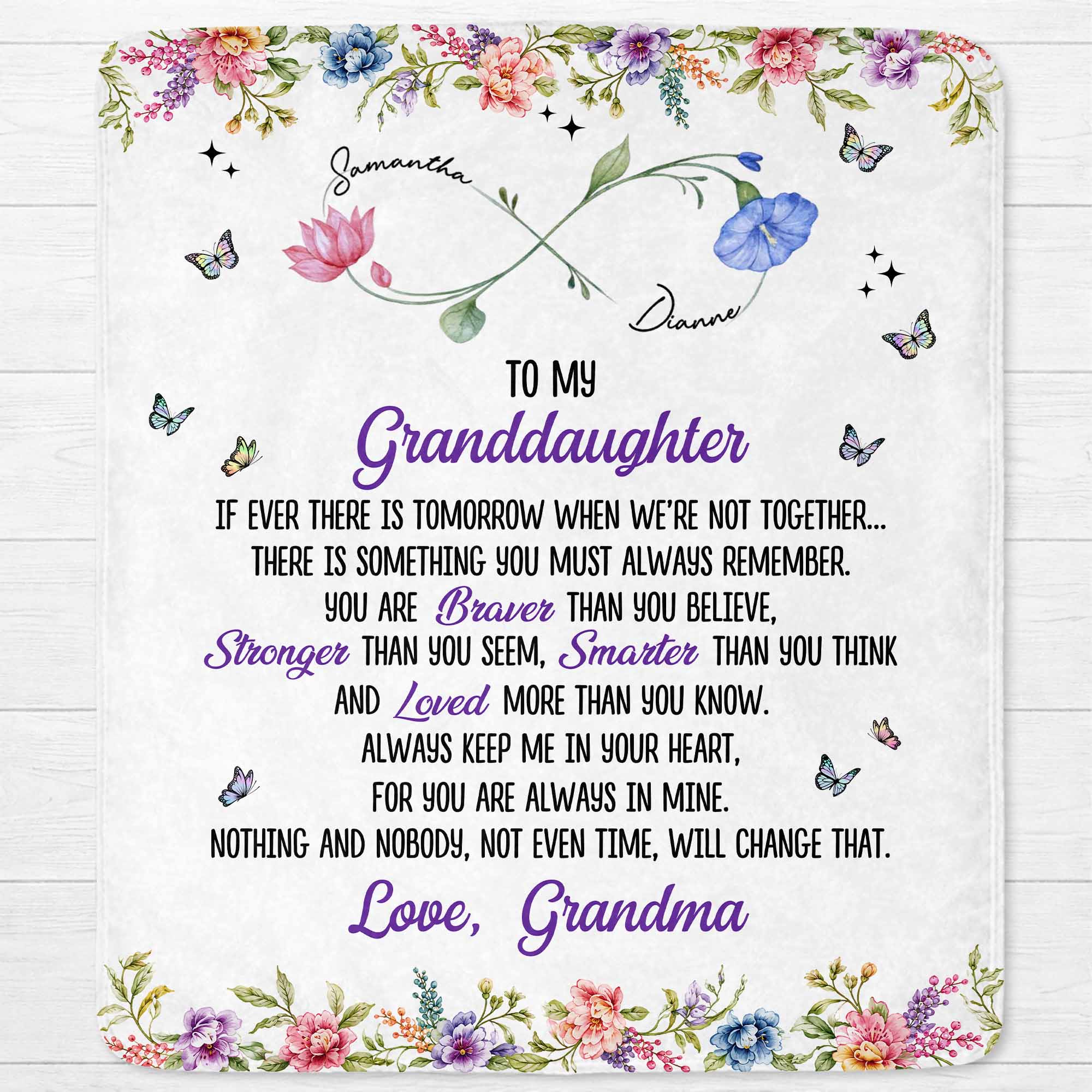 Personalized Birth Month Flowers Blanket Custom Gift for Granddaughter